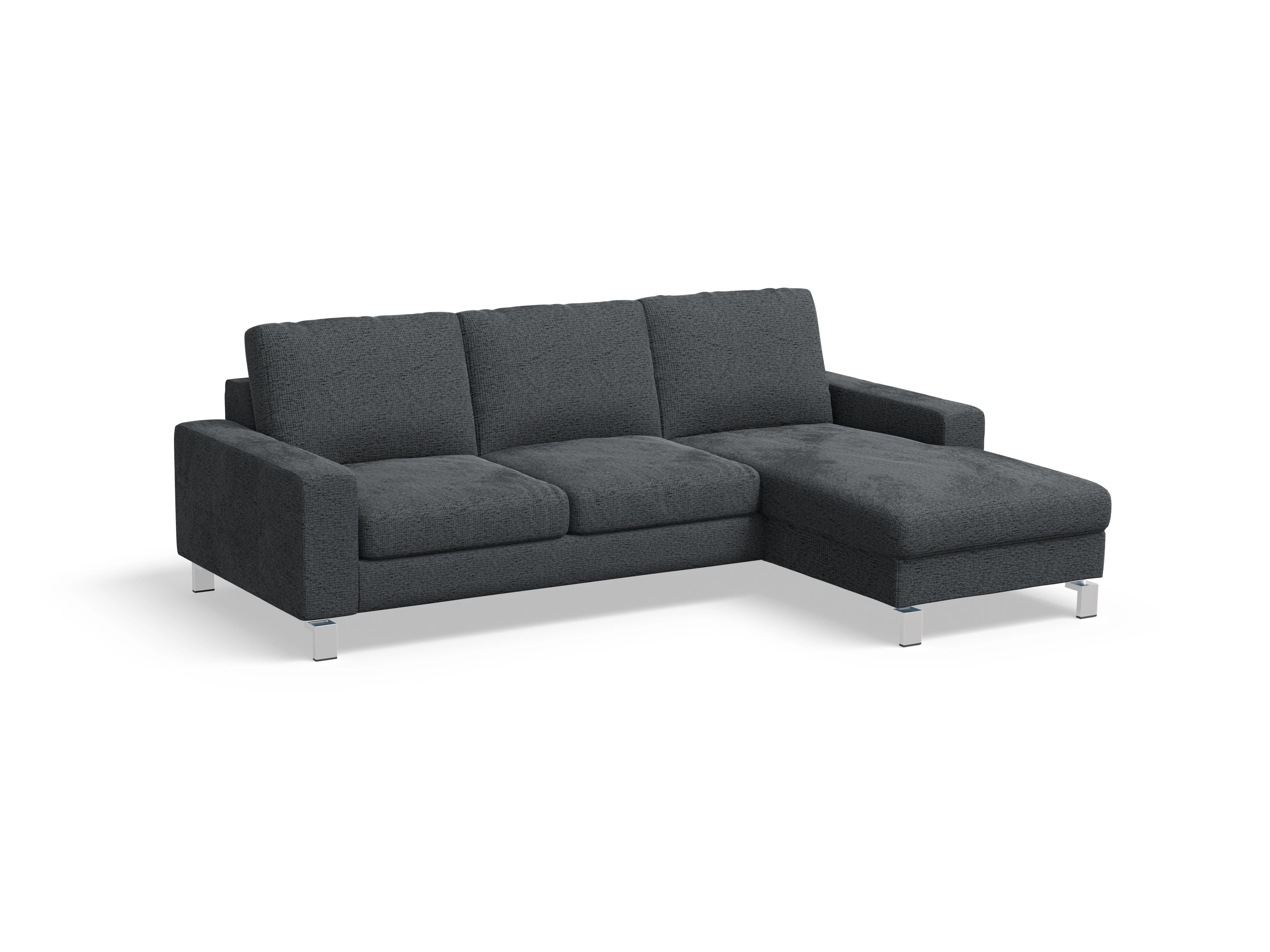 Indiana Ecksofa LO Small R Ansicht des Produktes Indiana Ecksofa rechts Abschluss offen in Stoff Grau
