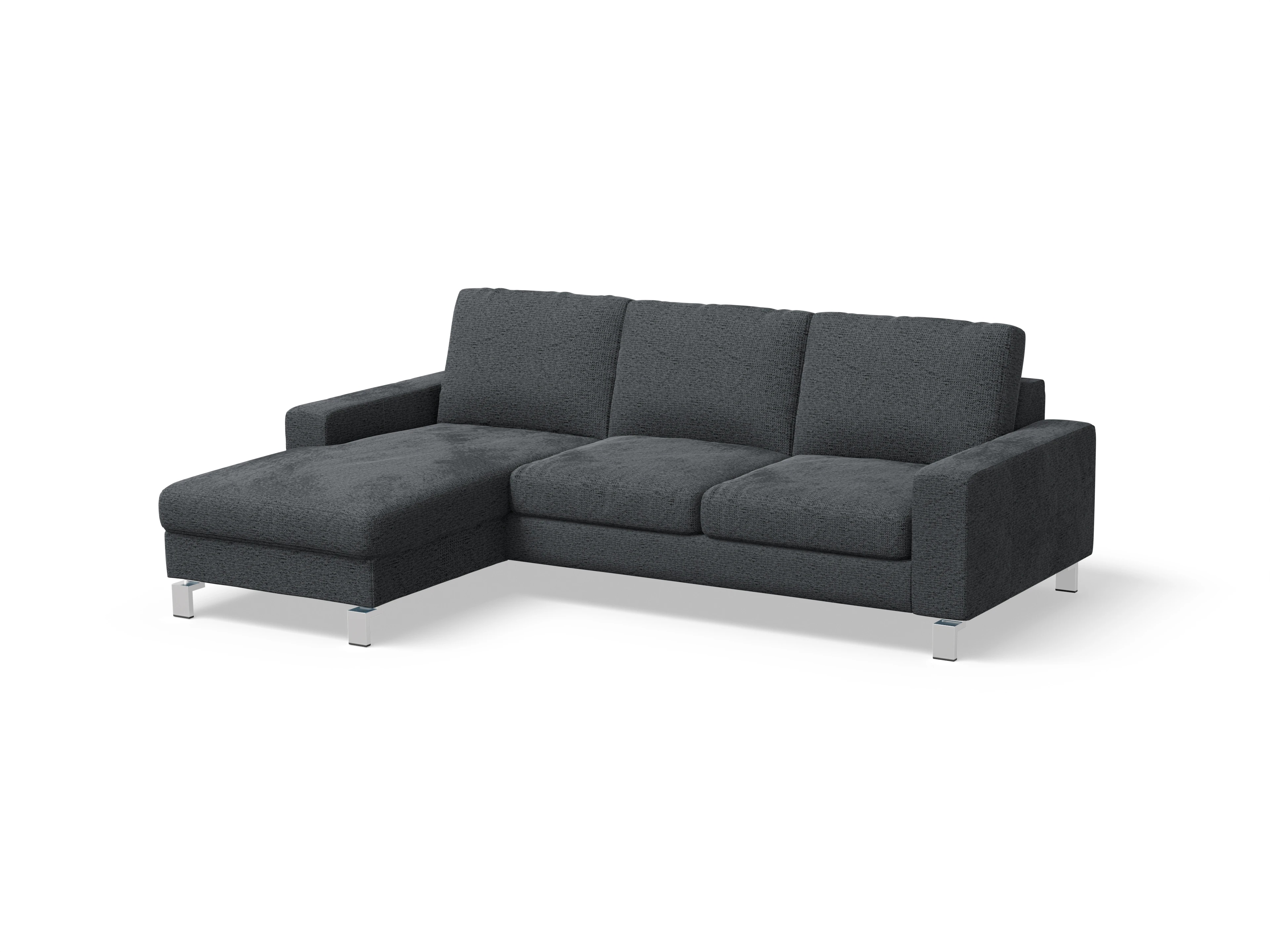 Indiana Ecksofa LO Small L Ansicht des Produktes Indiana Ecksofa links Abschluss offen in Stoff Grau