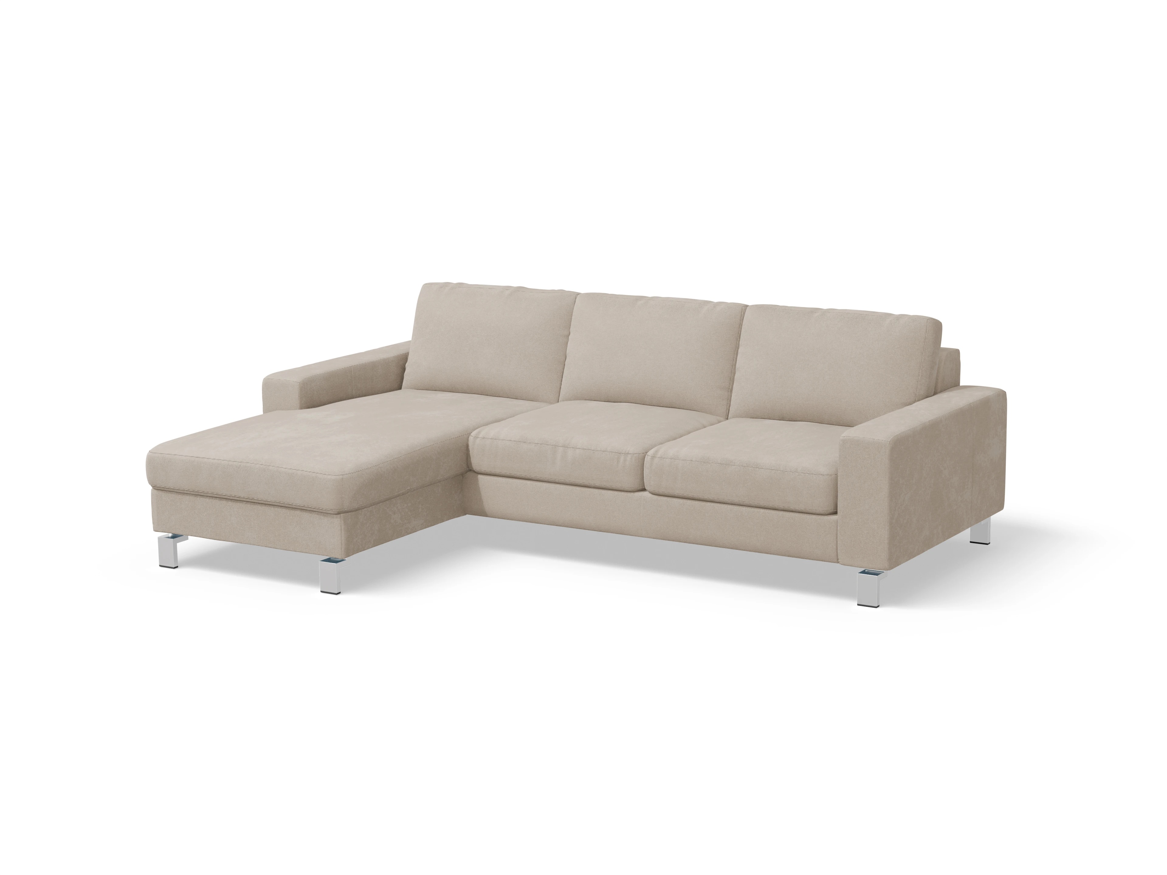 Ansicht des Produktes Indiana Ecksofa links Abschluss offen in Stoff Beige