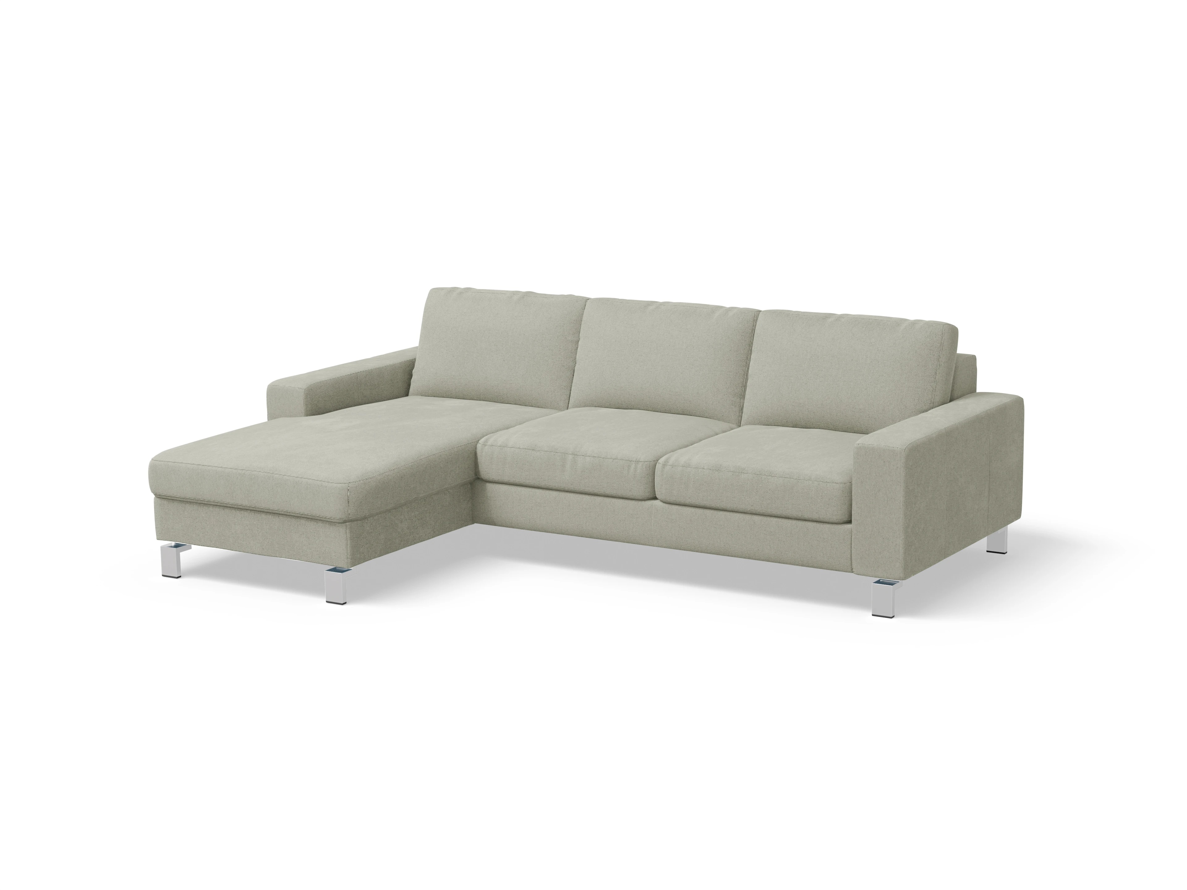 Indiana Ecksofa LO Small L Ansicht des Produktes Indiana Ecksofa links Abschluss offen in Stoff Grau