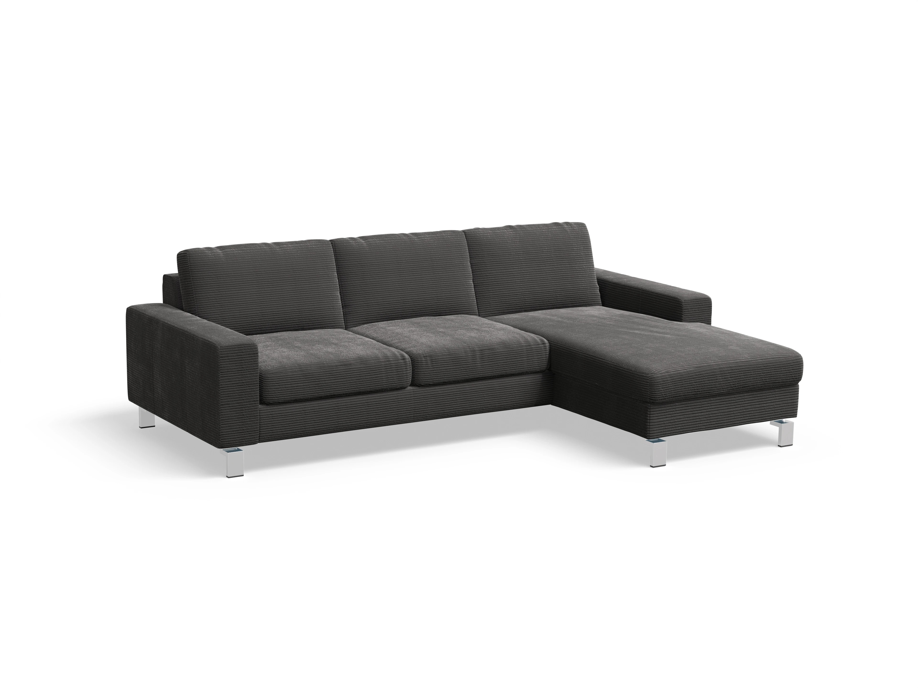 Indiana Ecksofa LO Small R Ansicht des Produktes Indiana Ecksofa rechts Abschluss offen in Stoff Grau