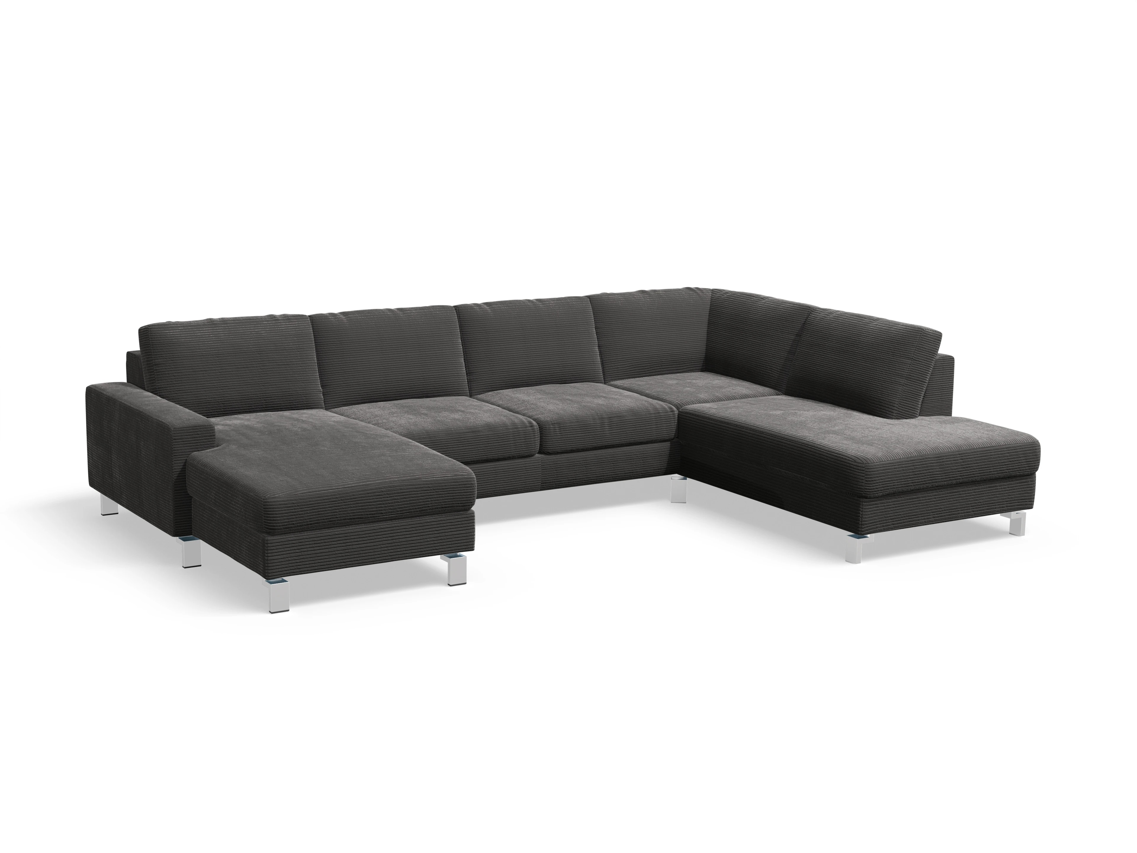 Indiana Wohnlandschaft LUM Small R Ansicht des Produktes Indiana Wohnlandschaft offen beidseitig in Stoff Grau