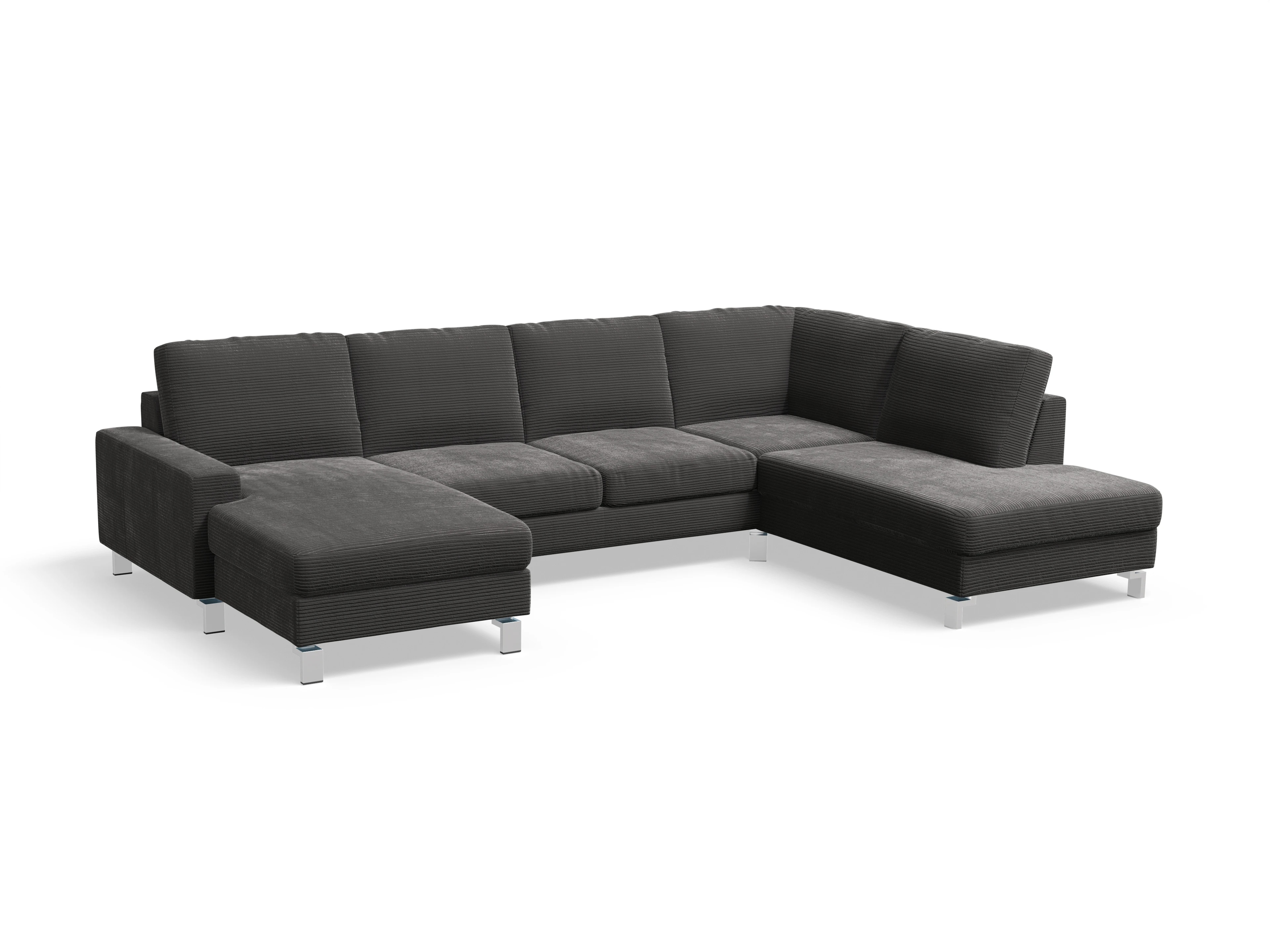 Indiana Wohnlandschaft LUM Small R Ansicht des Produktes Indiana Wohnlandschaft offen beidseitig in Stoff Grau