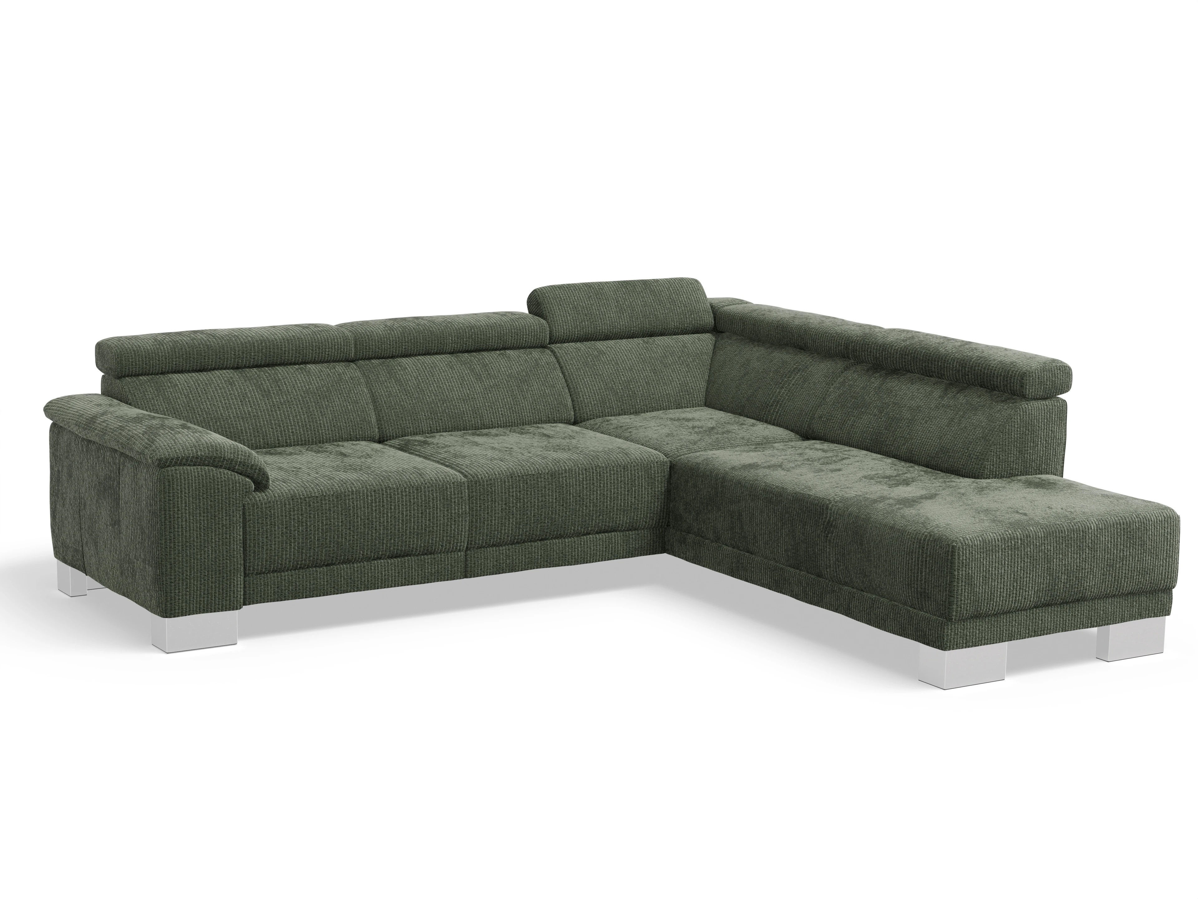 Ansicht des Produktes Antonio Ecksofa rechts Abschluss offen in Stoff Grün
