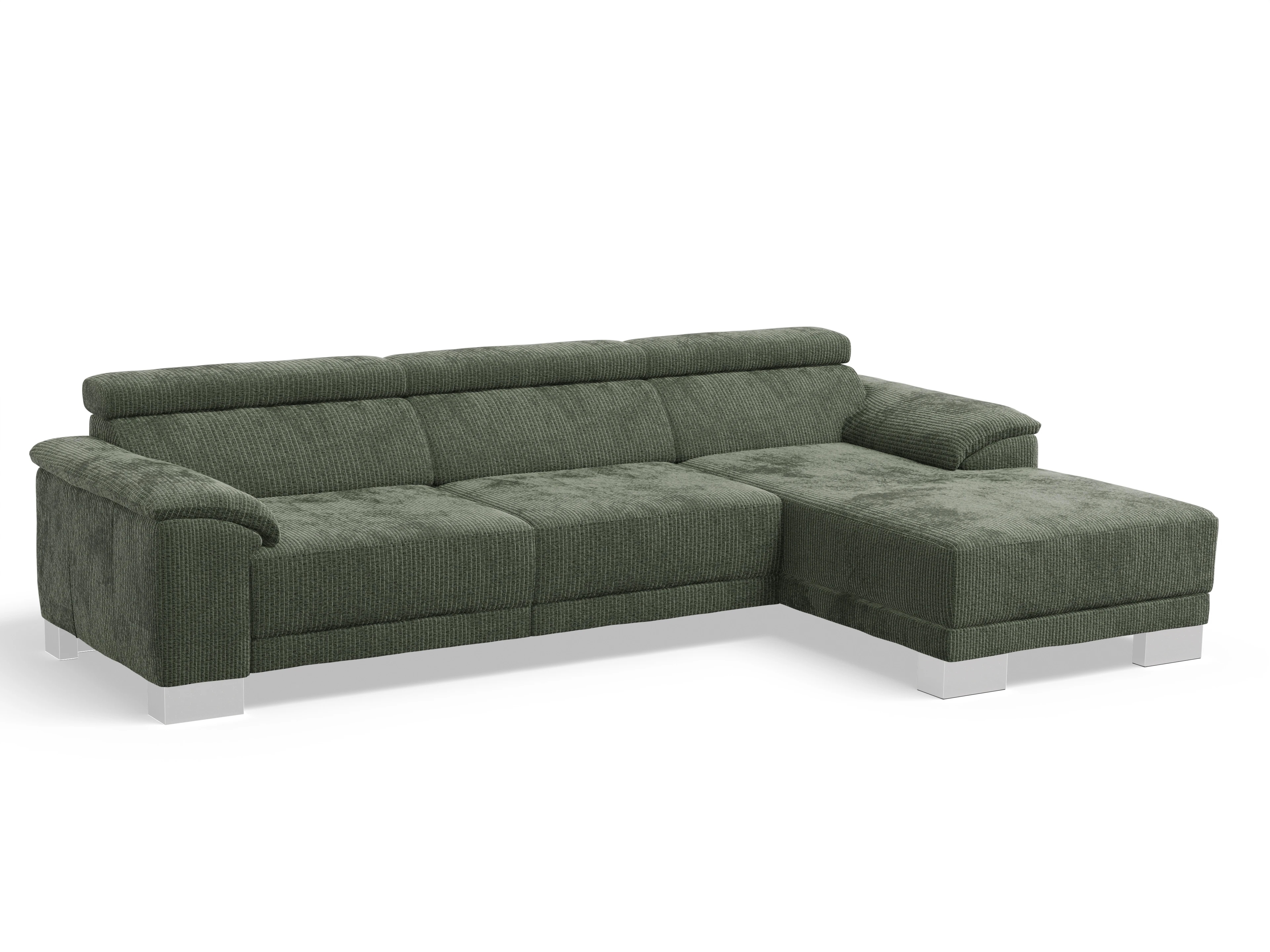 Ansicht des Produktes Antonio Ecksofa rechts Abschluss offen in Stoff Grün