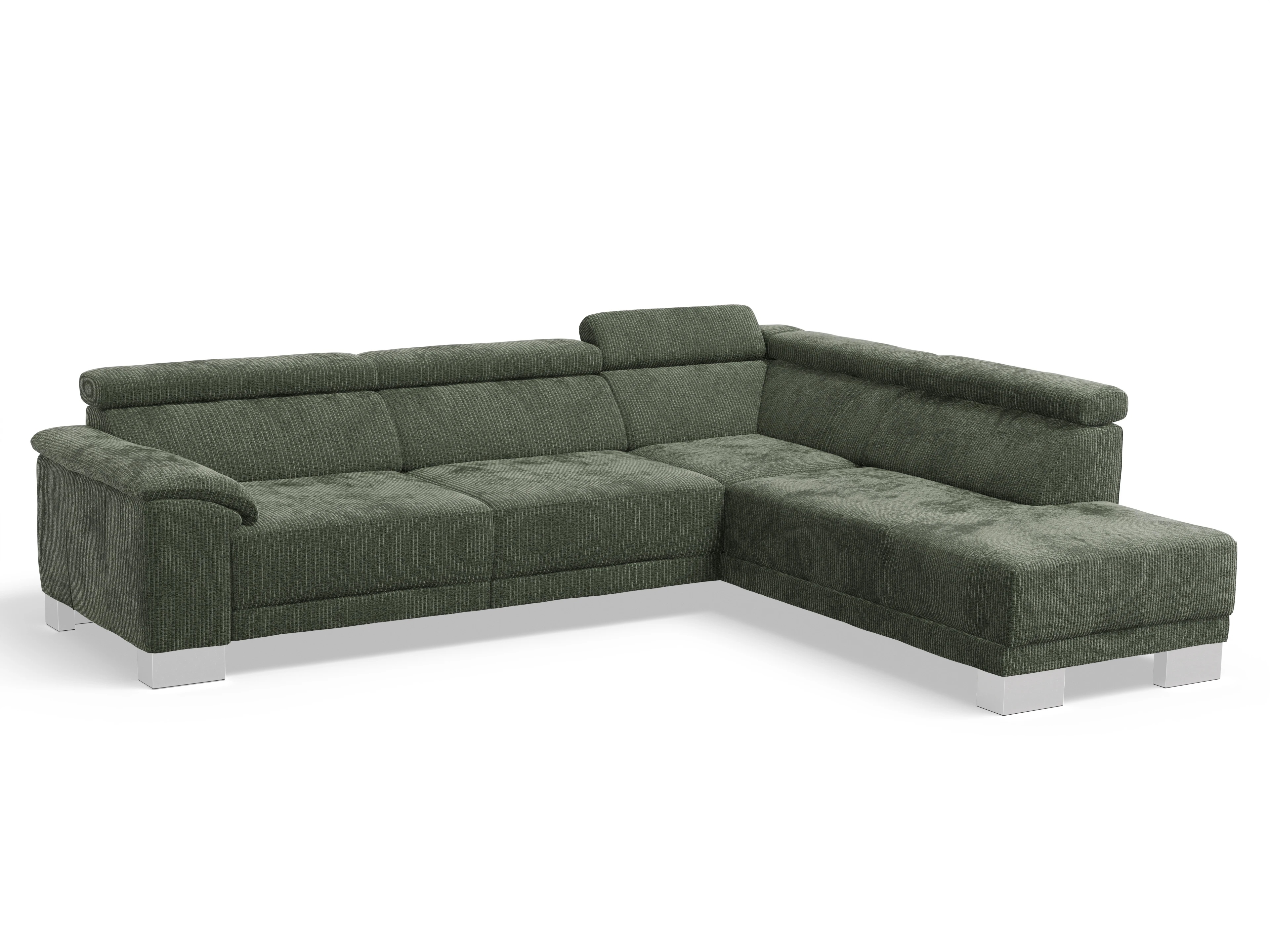 Ansicht des Produktes Antonio Ecksofa rechts Abschluss offen in Stoff Grün