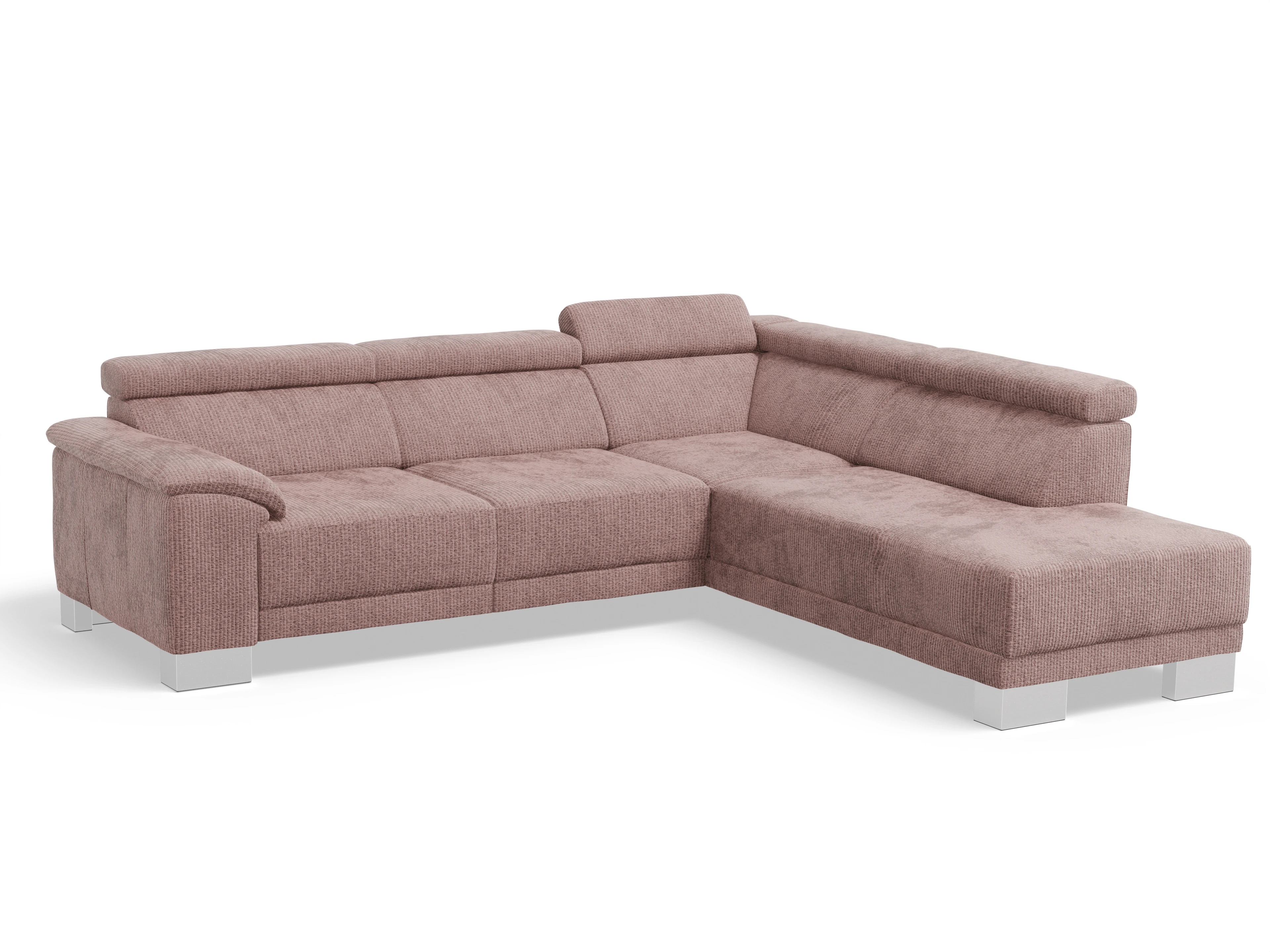 Ansicht des Produktes Antonio Ecksofa rechts Abschluss offen in Stoff Rosa