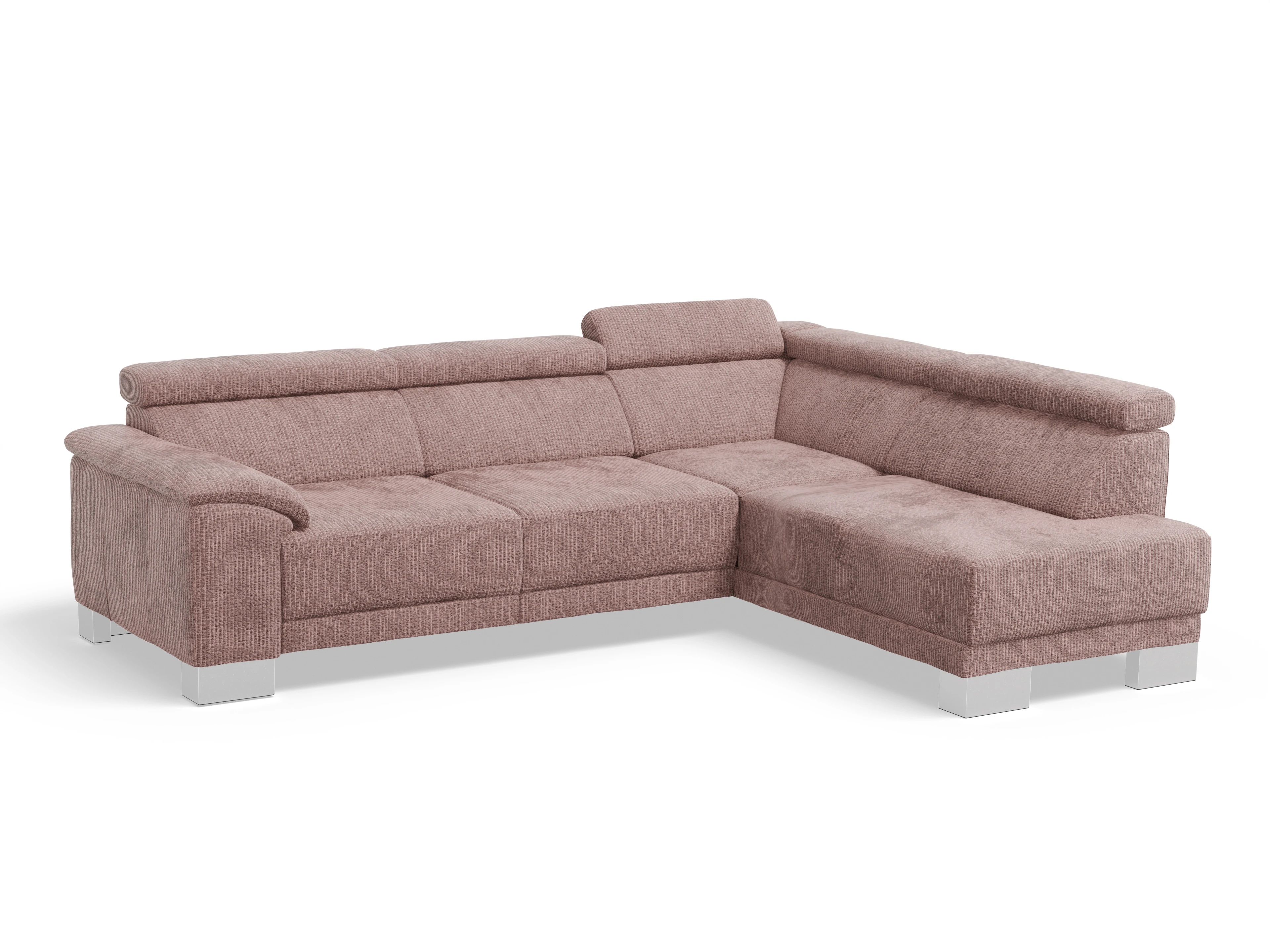 Ansicht des Produktes Antonio Ecksofa rechts Abschluss offen in Stoff Rosa