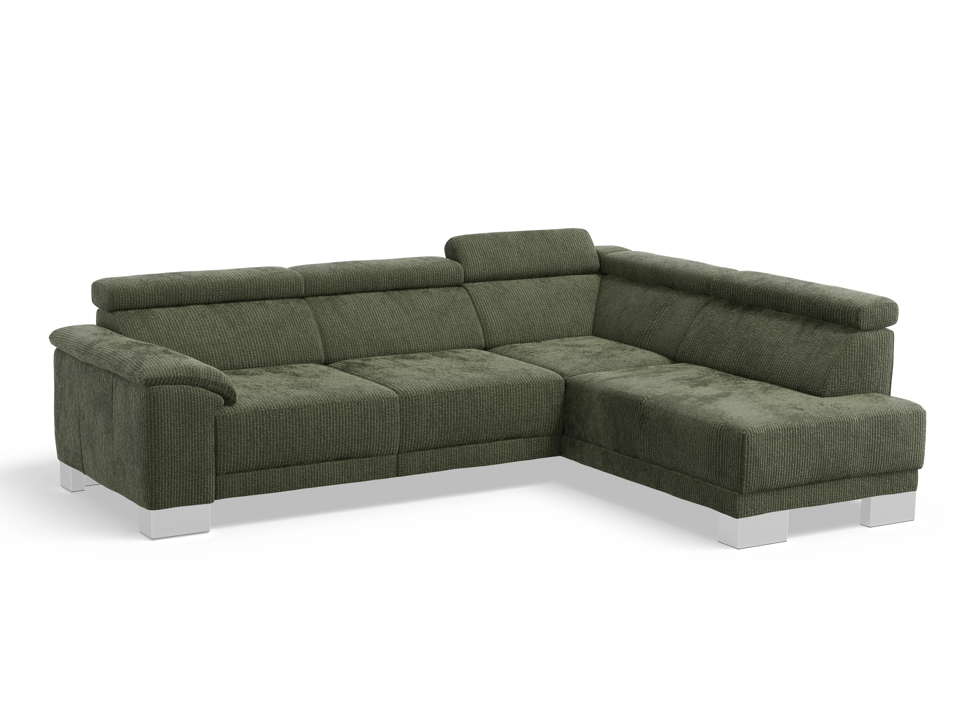 Ansicht des Produktes Antonio Ecksofa rechts Abschluss offen in Stoff Grün