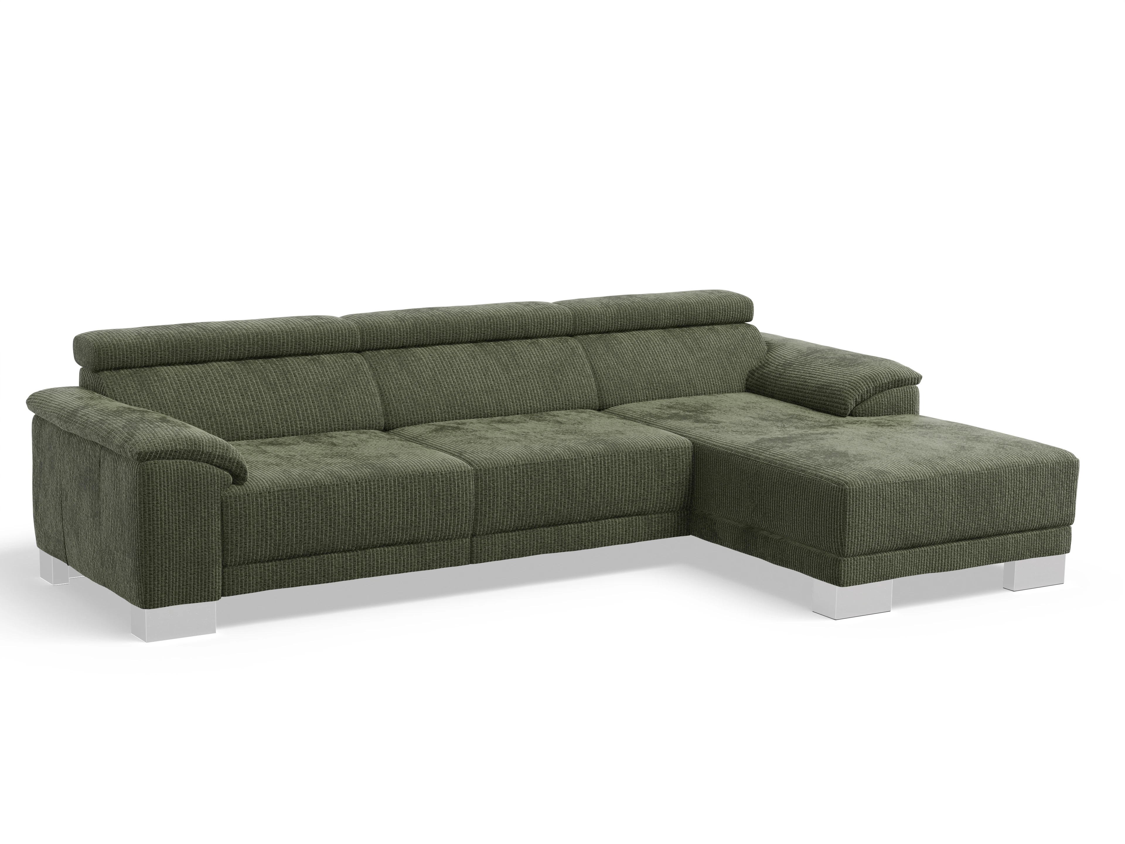 Antonio Ecksofa LO Large R Ansicht des Produktes Antonio Ecksofa rechts Abschluss offen in Stoff Grün