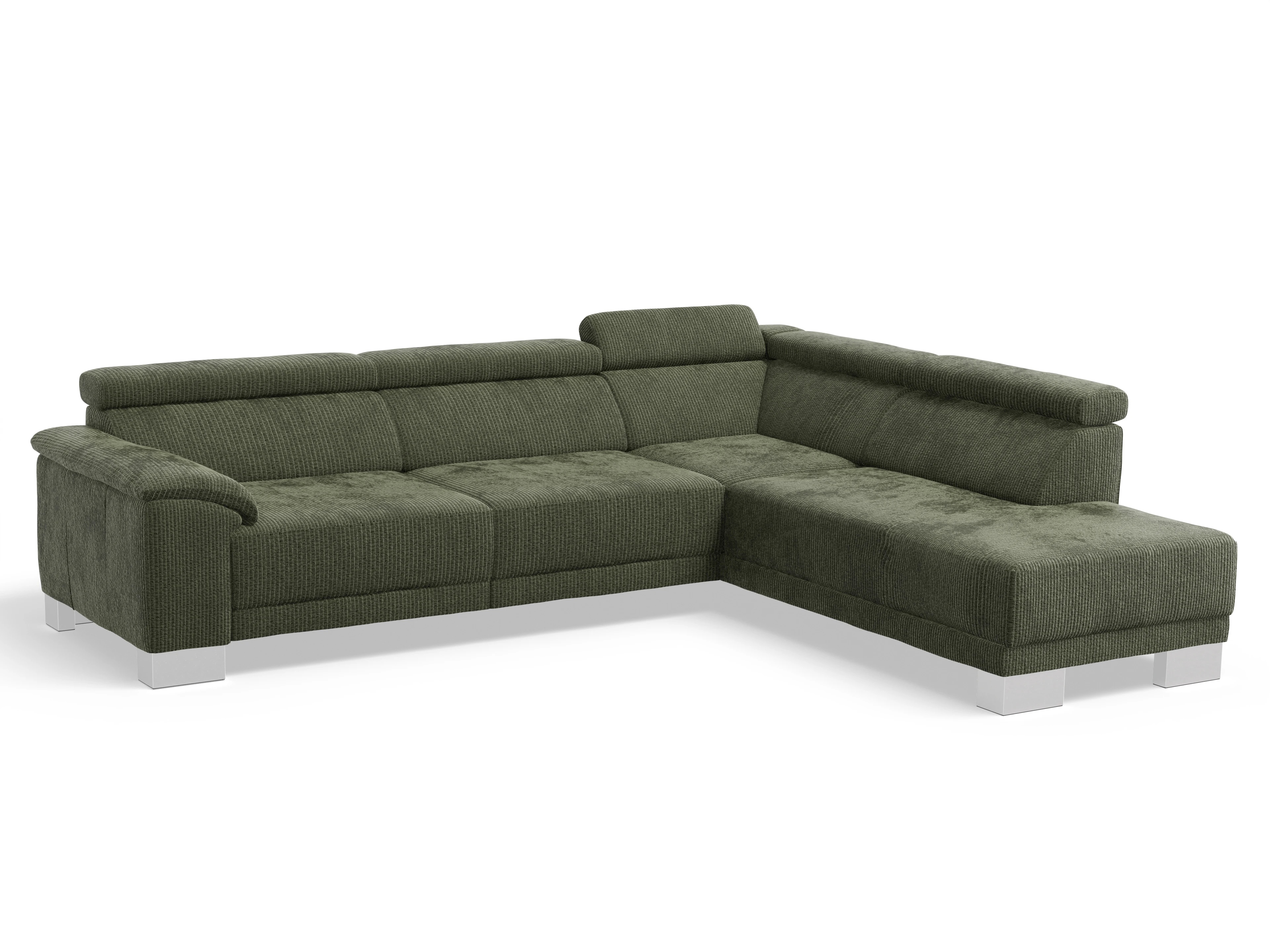Antonio Ecksofa UM Large Plus R Ansicht des Produktes Antonio Ecksofa rechts Abschluss offen in Stoff Grün