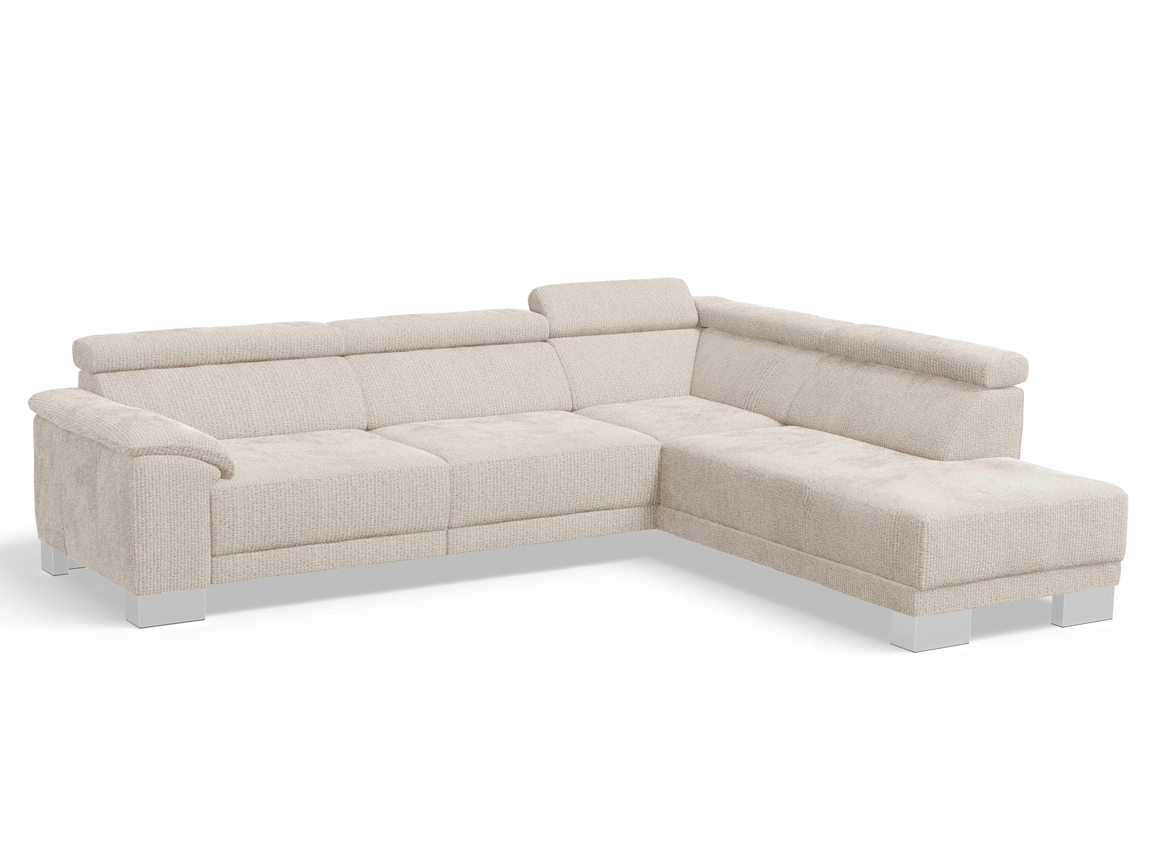 Antonio Ecksofa UM Large Plus R Ansicht des Produktes Antonio Ecksofa rechts Abschluss offen in Stoff Beige