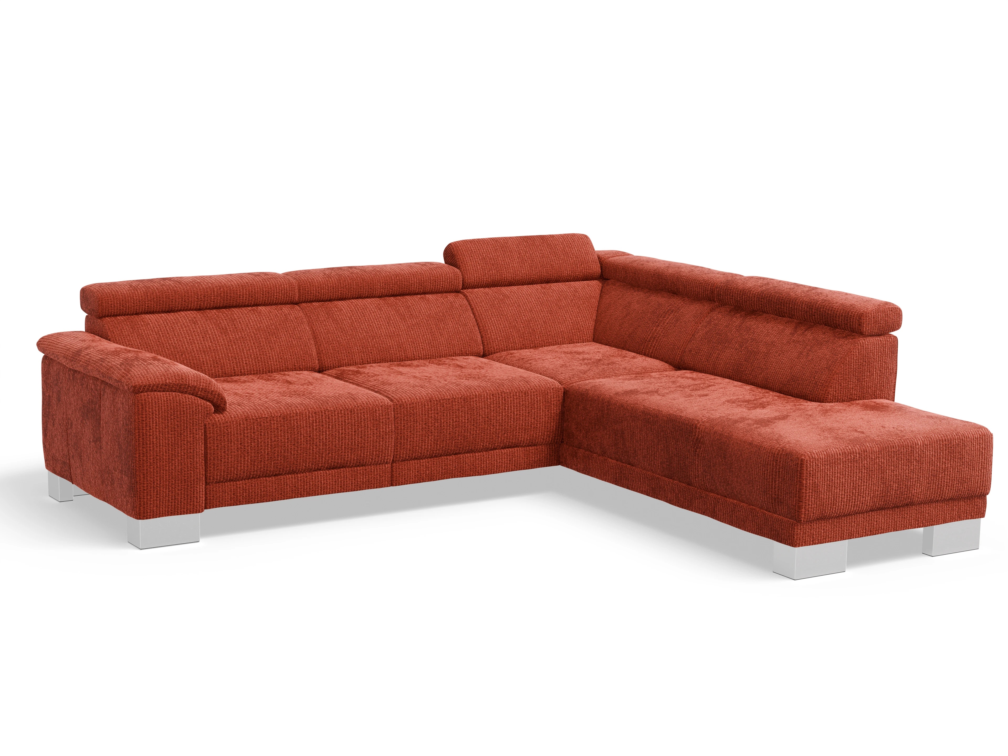Antonio Ecksofa UM Medium Plus R Ansicht des Produktes Antonio Ecksofa rechts Abschluss offen in Stoff Orange