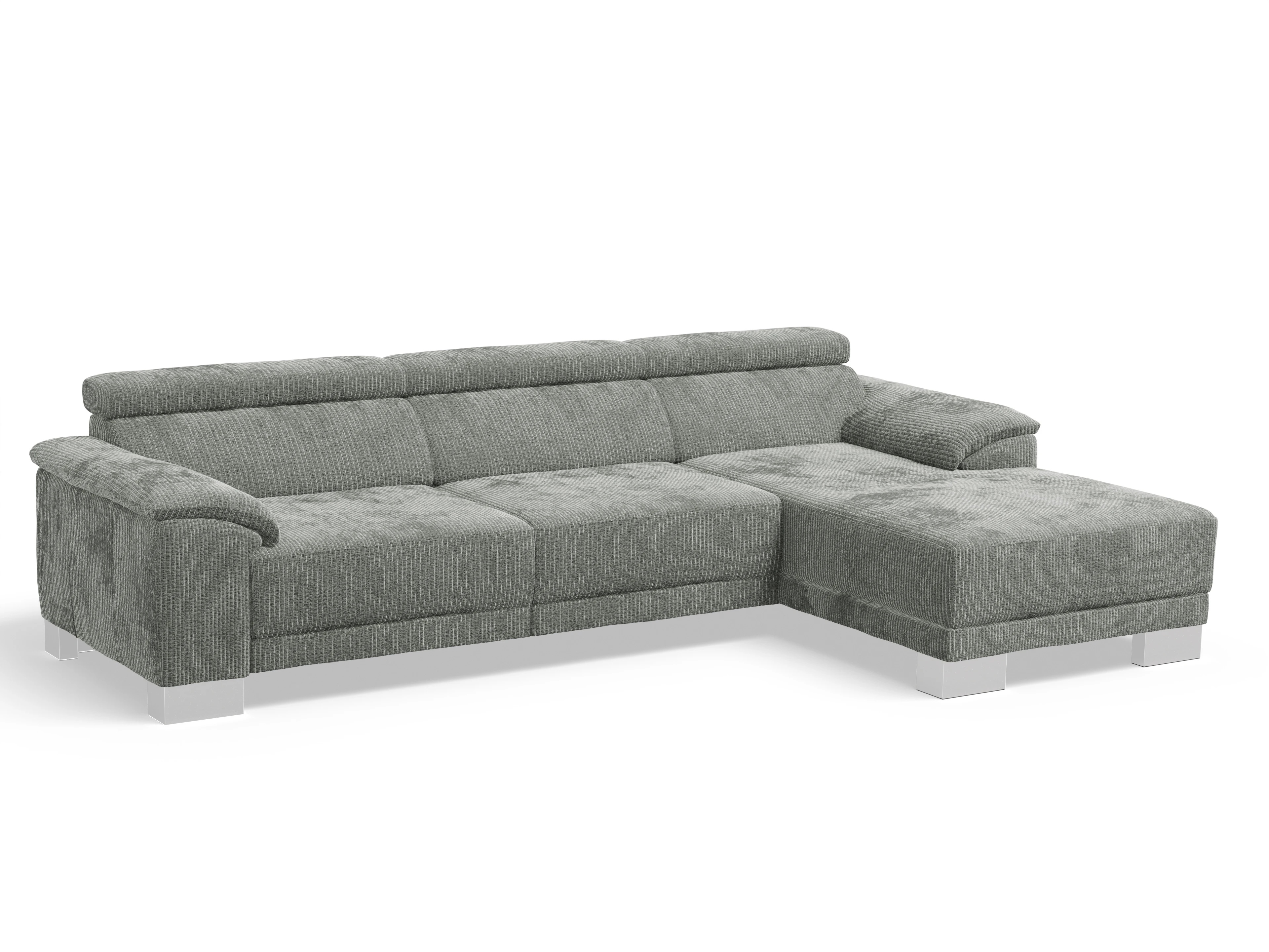 Antonio Ecksofa LO Large R Ansicht des Produktes Antonio Ecksofa rechts Abschluss offen in Stoff Grau