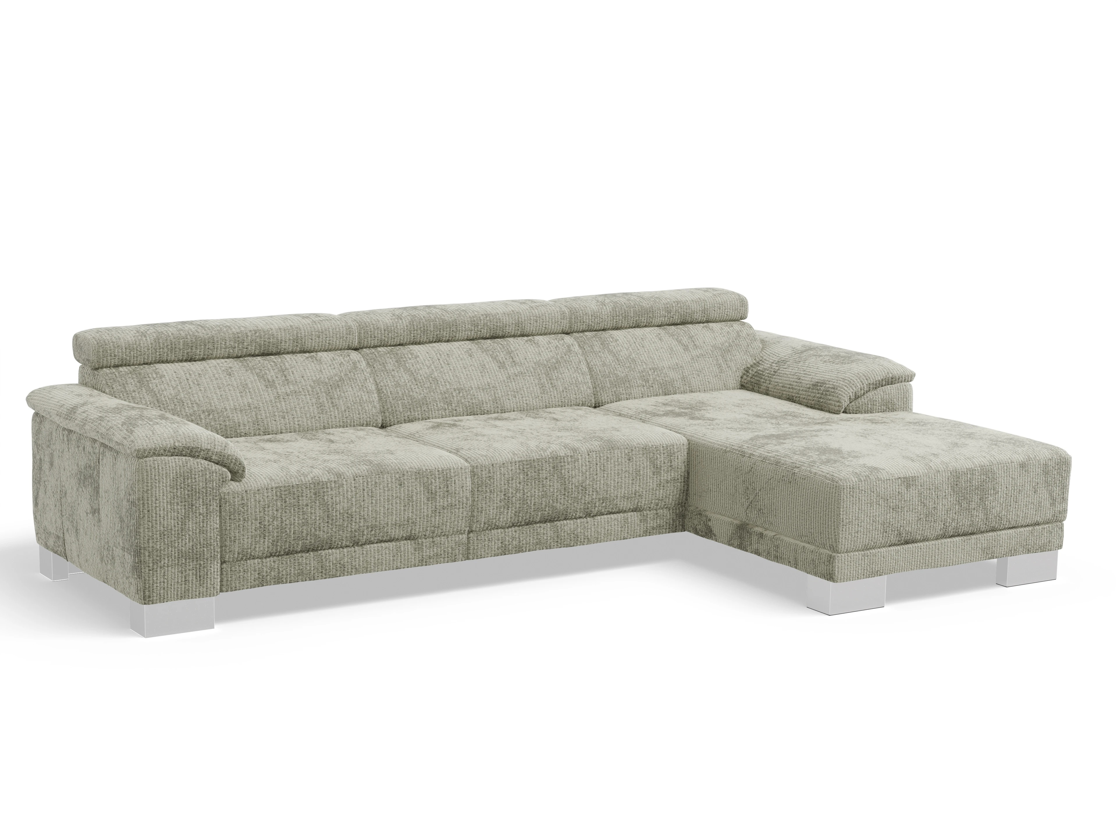 Antonio Ecksofa LO Large R Ansicht des Produktes Antonio Ecksofa rechts Abschluss offen in Stoff Grau