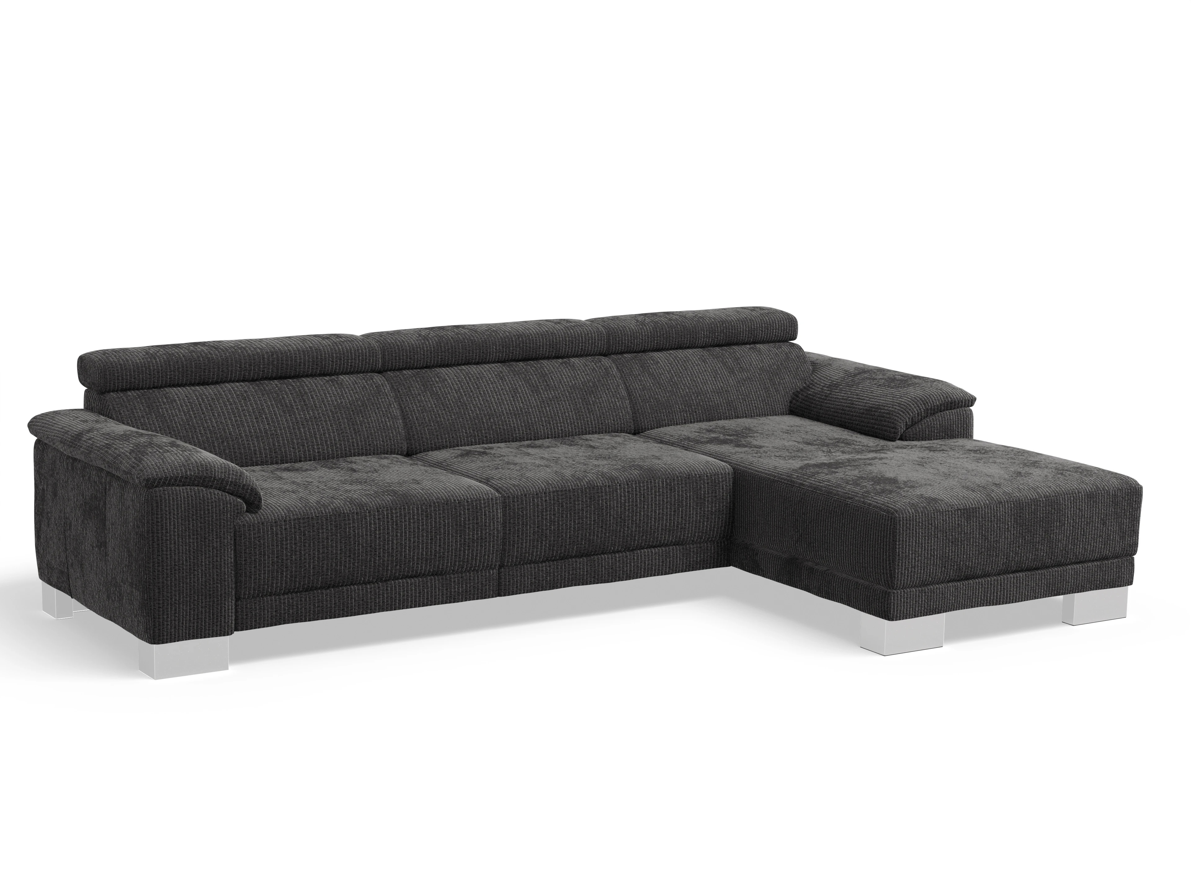 Antonio Ecksofa LO Large R Ansicht des Produktes Antonio Ecksofa rechts Abschluss offen in Stoff Grau