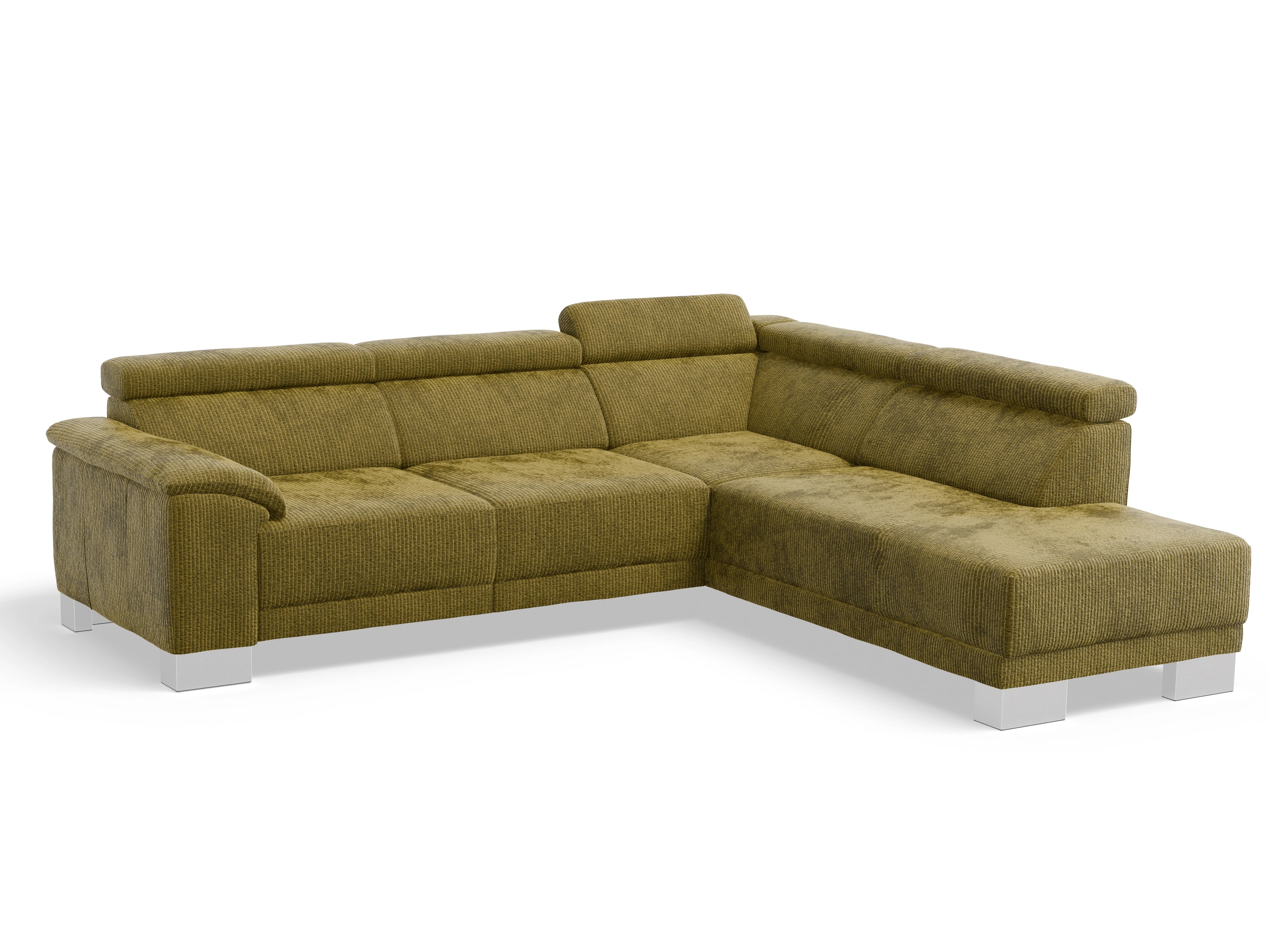 Ansicht des Produktes Antonio Ecksofa rechts Abschluss offen in Stoff Grün