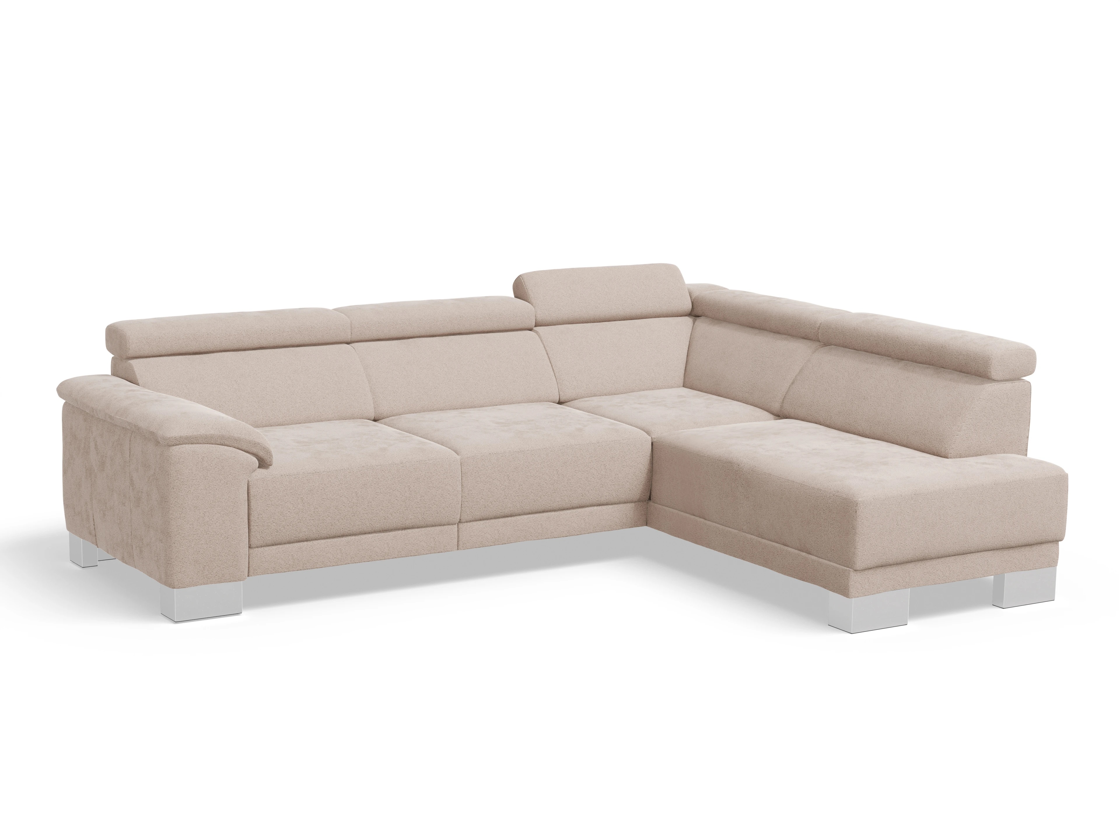 Antonio Ecksofa UM Medium R Ansicht des Produktes Antonio Ecksofa rechts Abschluss offen in Stoff Beige