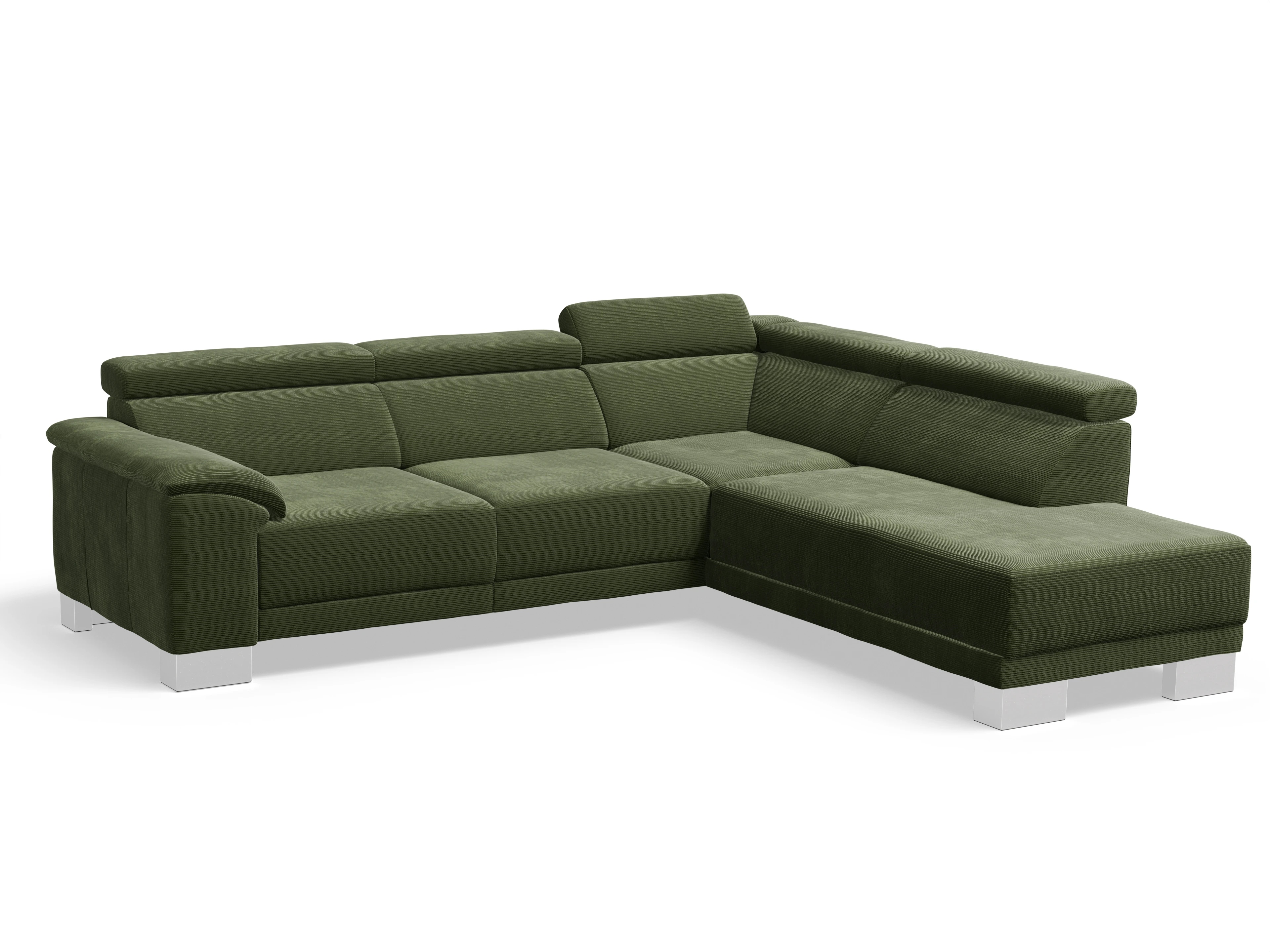 Antonio Ecksofa UM Medium Plus R Ansicht des Produktes Antonio Ecksofa rechts Abschluss offen in Stoff Grün