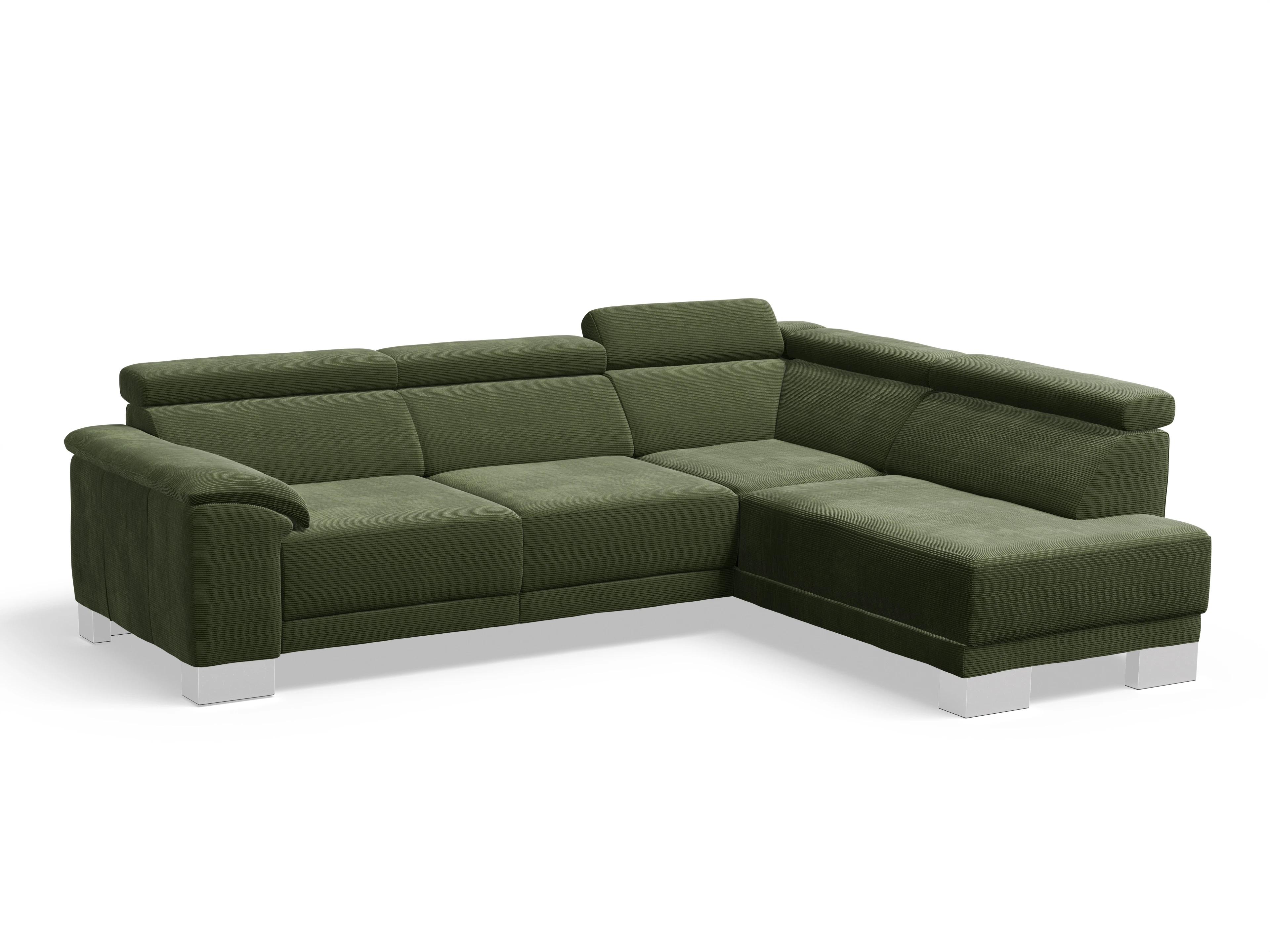 Ansicht des Produktes Antonio Ecksofa rechts Abschluss offen in Stoff Grün