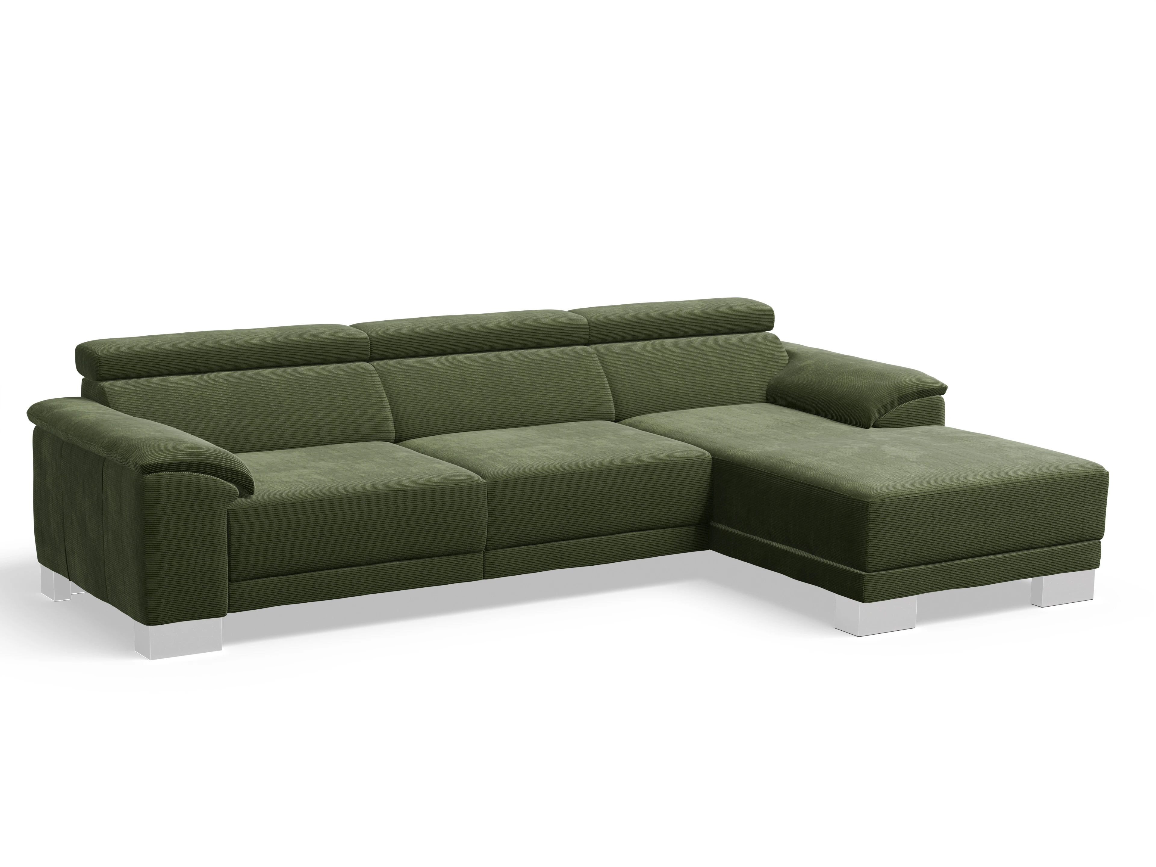 Ansicht des Produktes Antonio Ecksofa rechts Abschluss offen in Stoff Grün