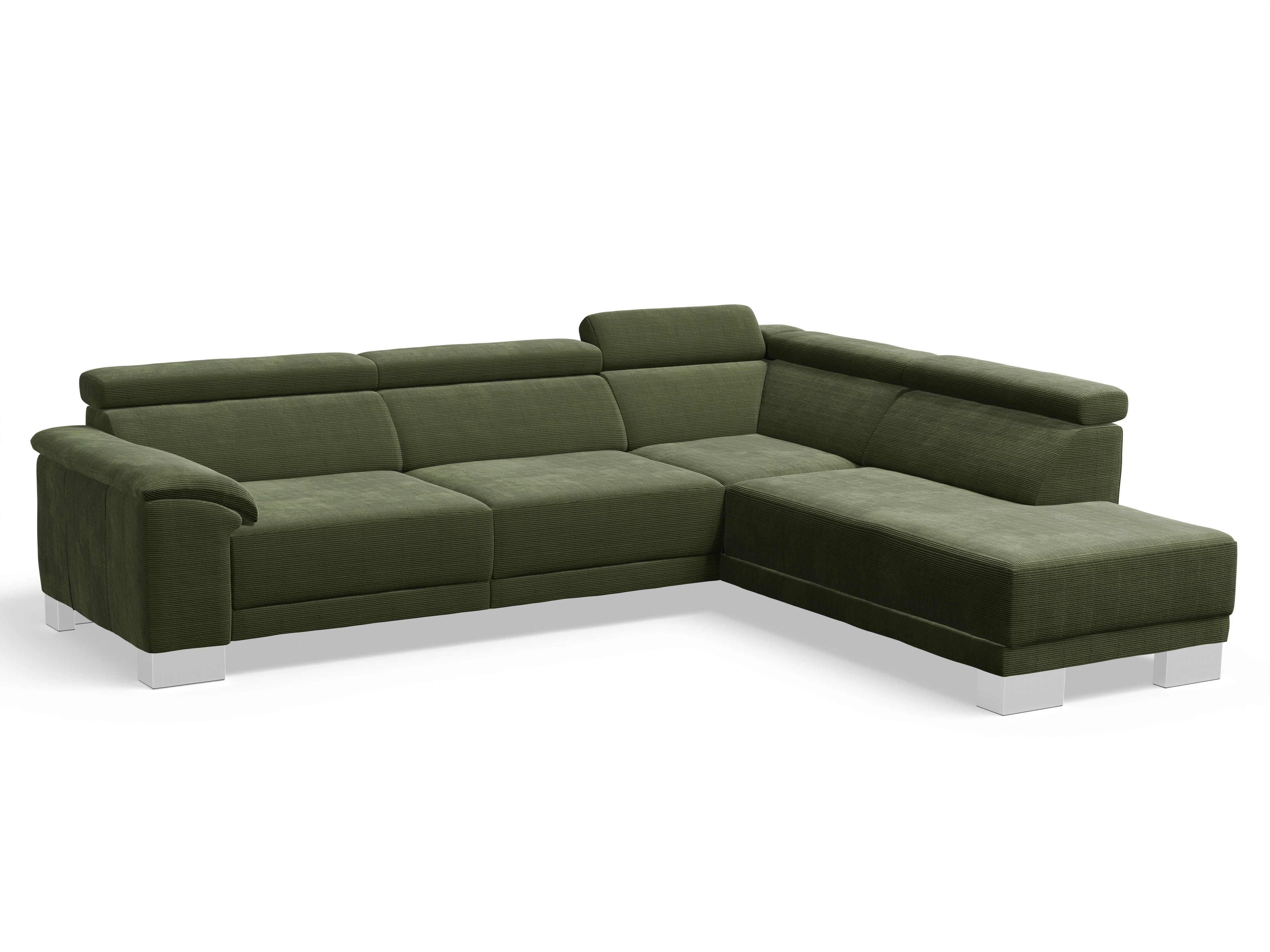 Antonio Ecksofa UM Large Plus R Ansicht des Produktes Antonio Ecksofa rechts Abschluss offen in Stoff Grün