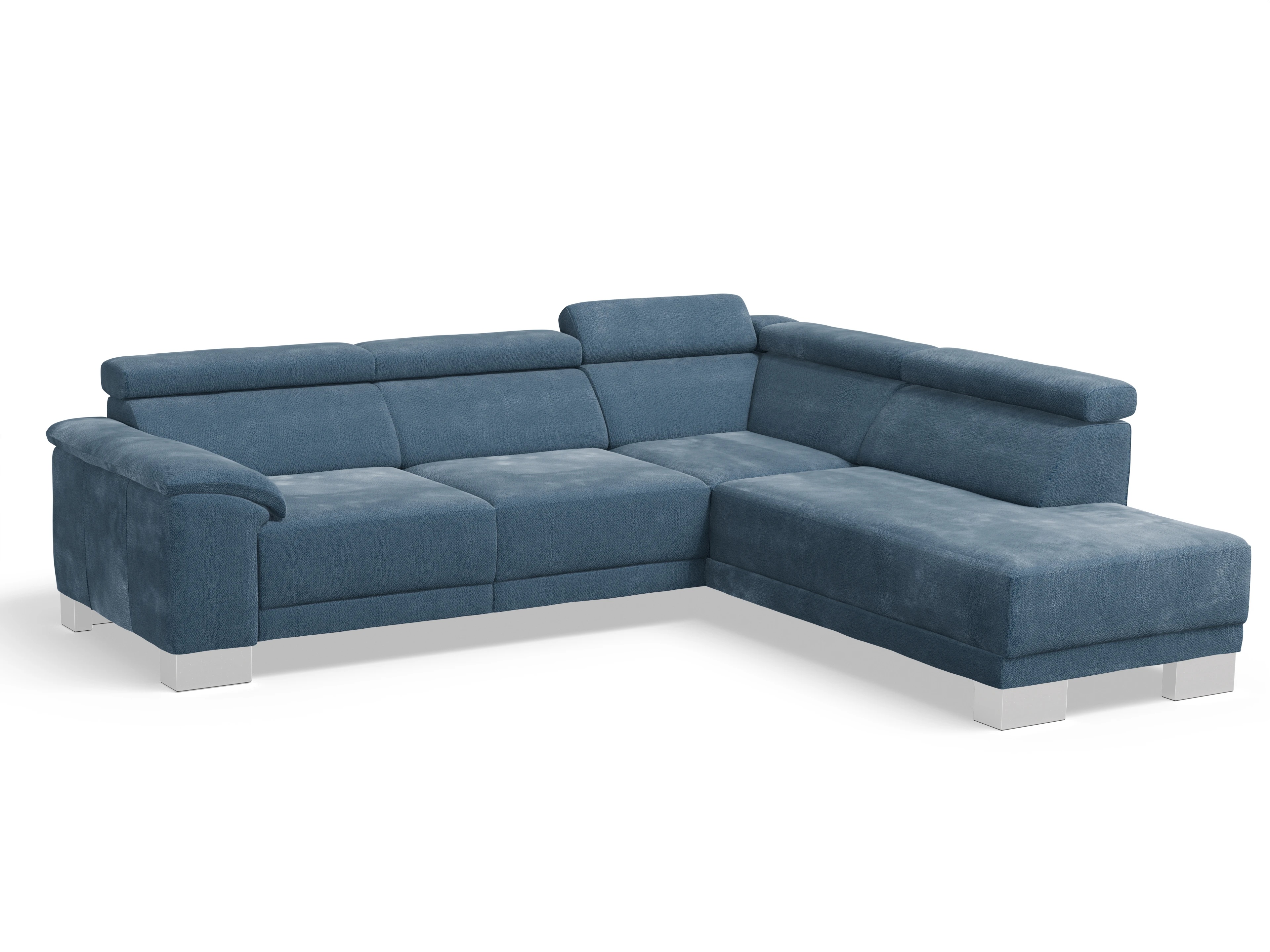 Ansicht des Produktes Antonio Ecksofa rechts Abschluss offen in Stoff Blau