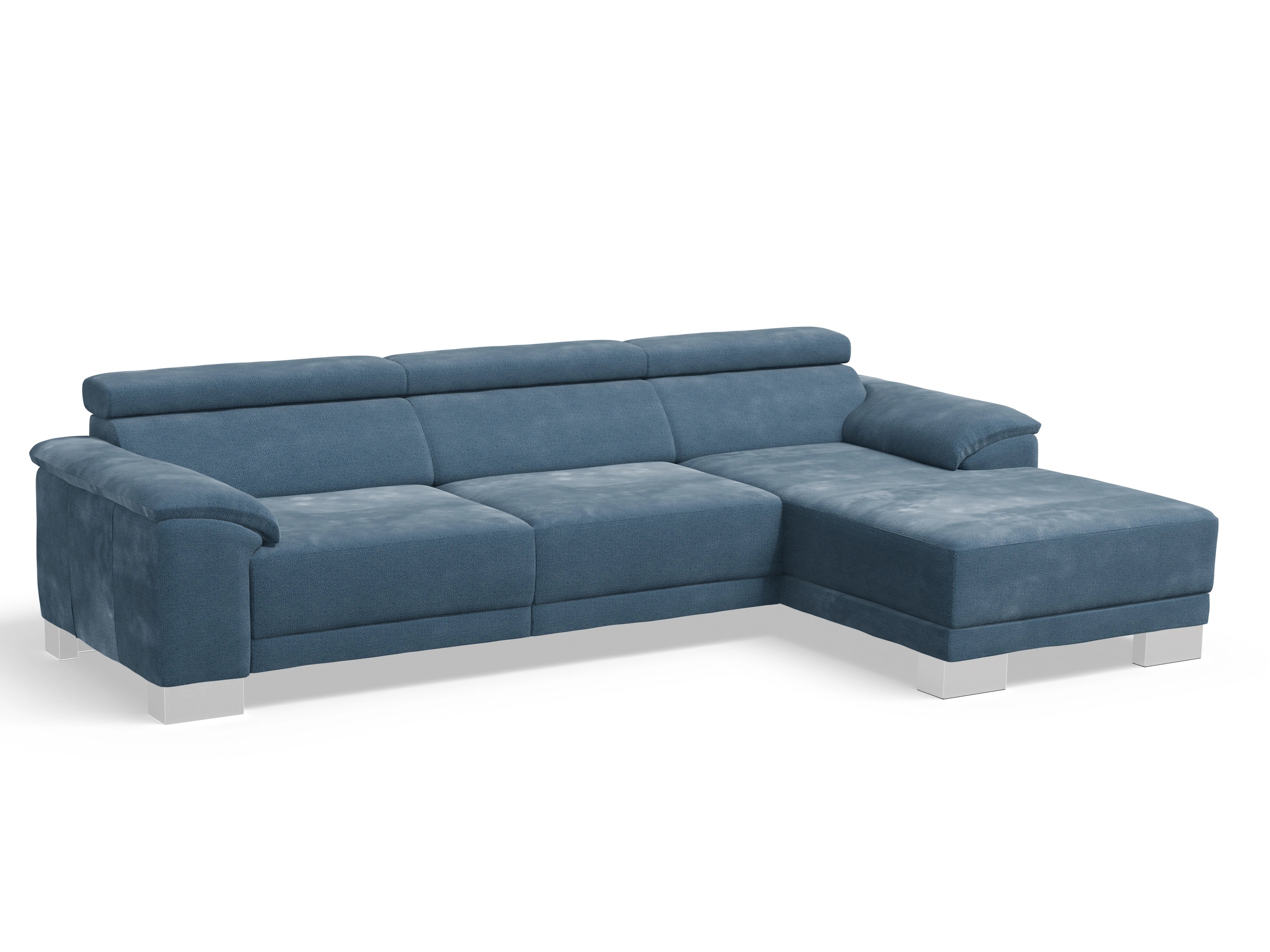 Ansicht des Produktes Antonio Ecksofa rechts Abschluss offen in Stoff Blau