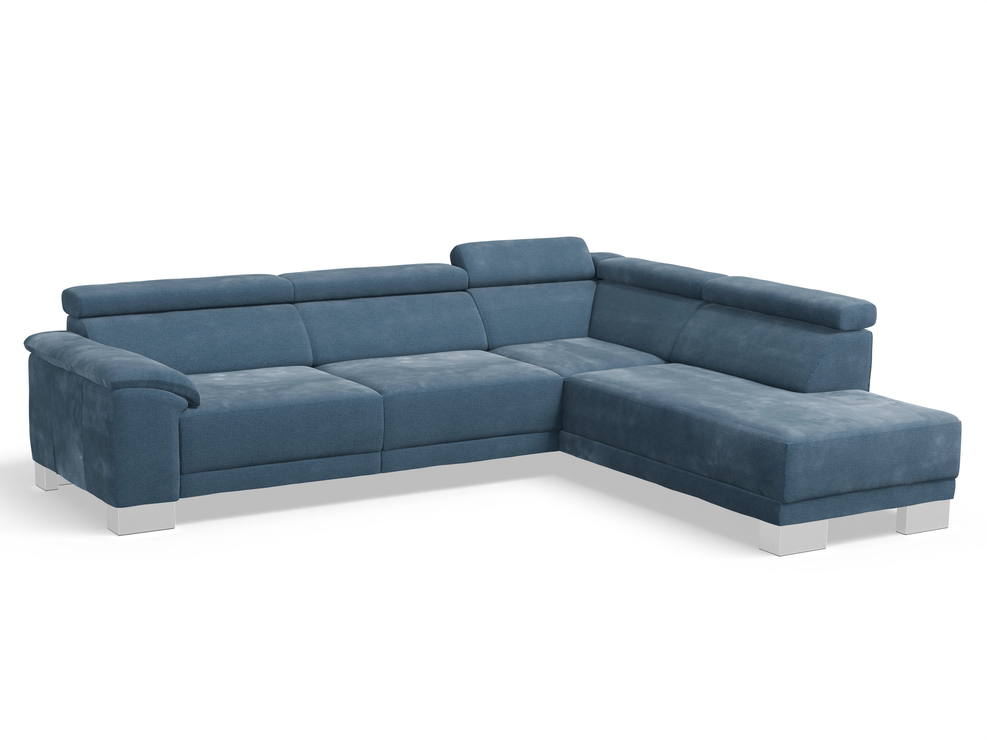 Ansicht des Produktes Antonio Ecksofa rechts Abschluss offen in Stoff Blau