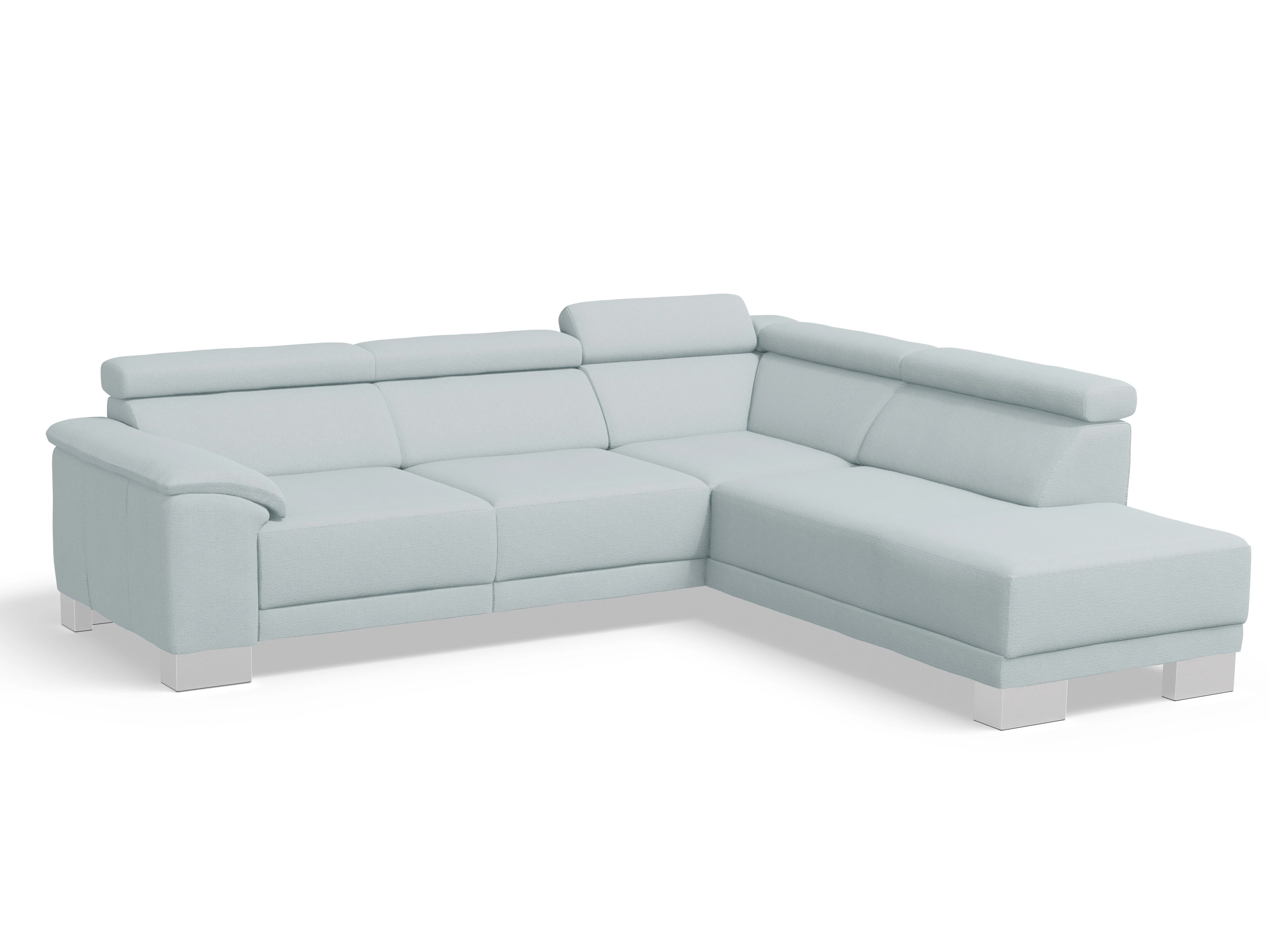 Antonio Ecksofa UM Medium Plus R Ansicht des Produktes Antonio Ecksofa rechts Abschluss offen in Stoff Blau