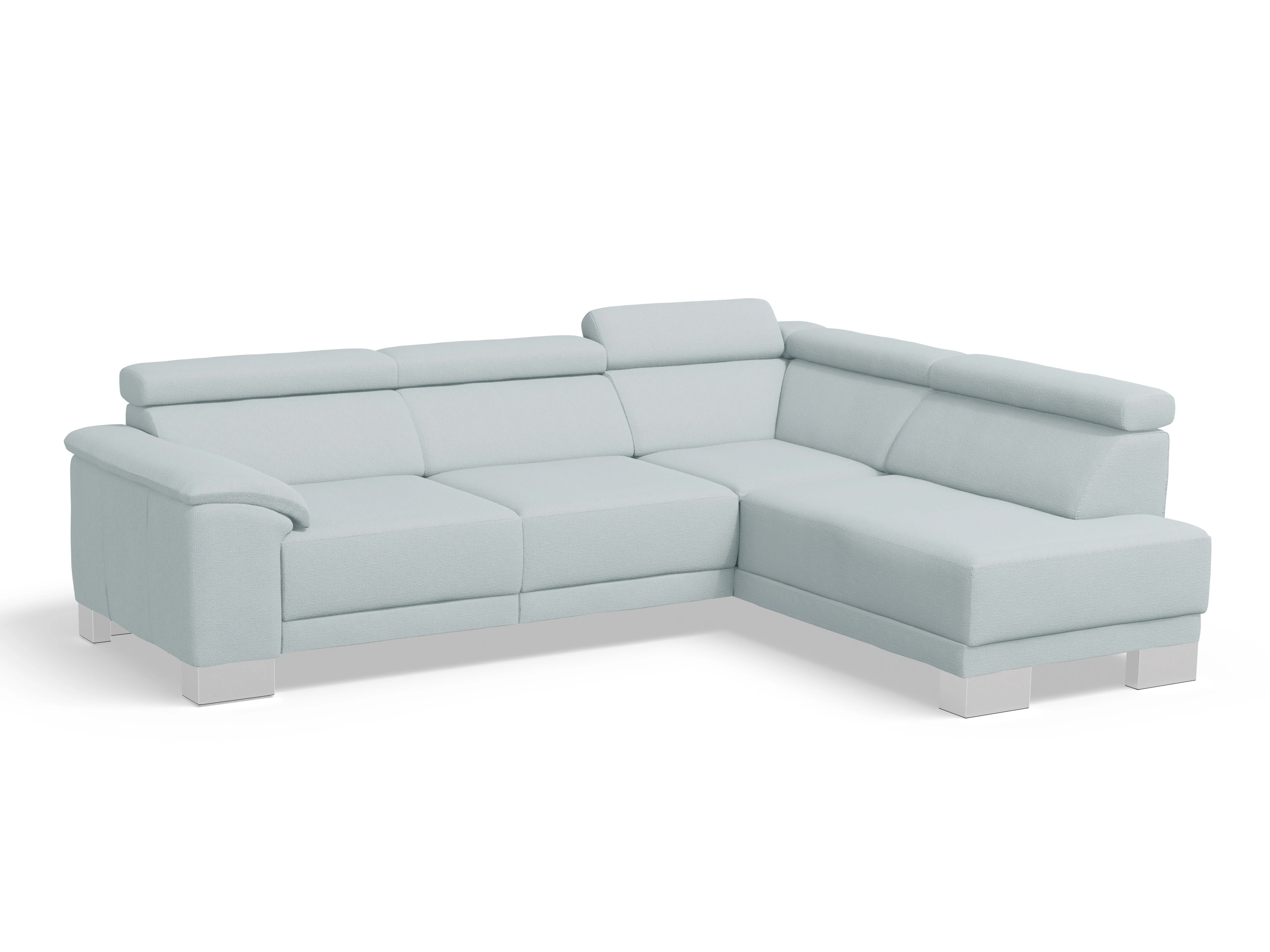 Ansicht des Produktes Antonio Ecksofa rechts Abschluss offen in Stoff Blau