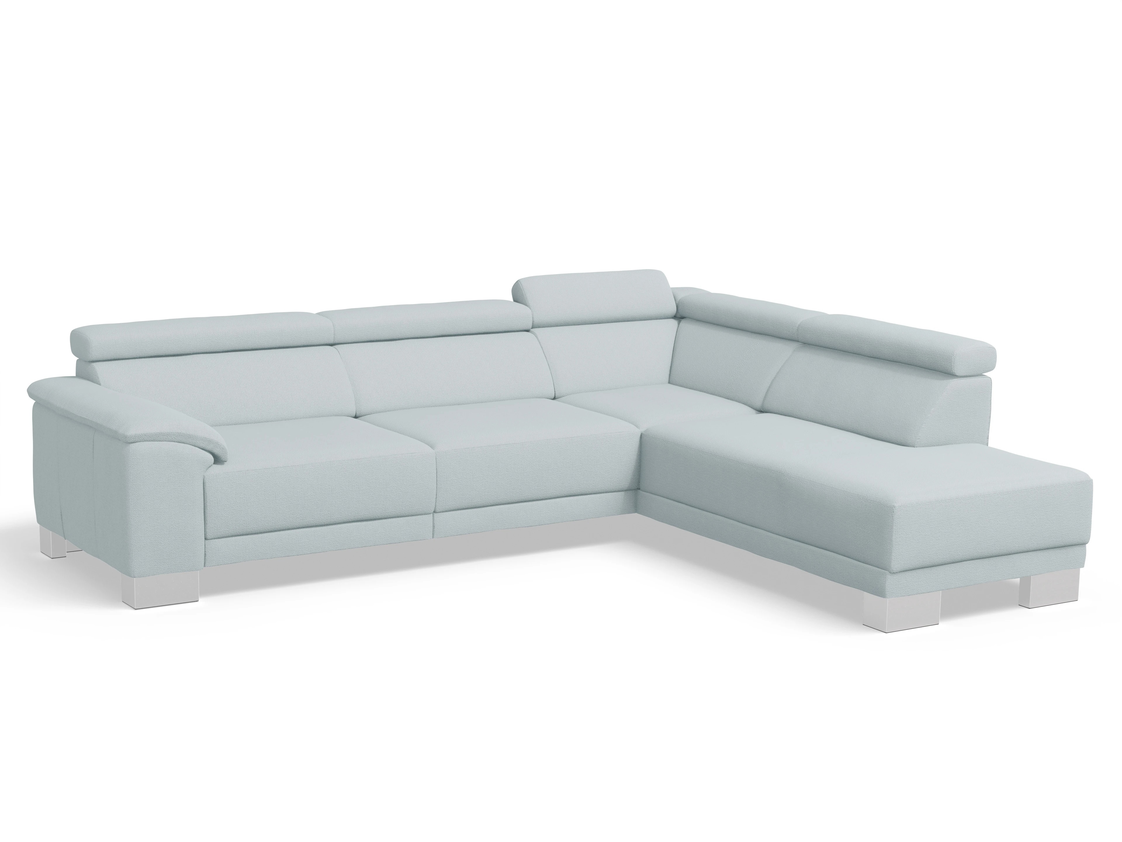 Antonio Ecksofa UM Large Plus R Ansicht des Produktes Antonio Ecksofa rechts Abschluss offen in Stoff Blau