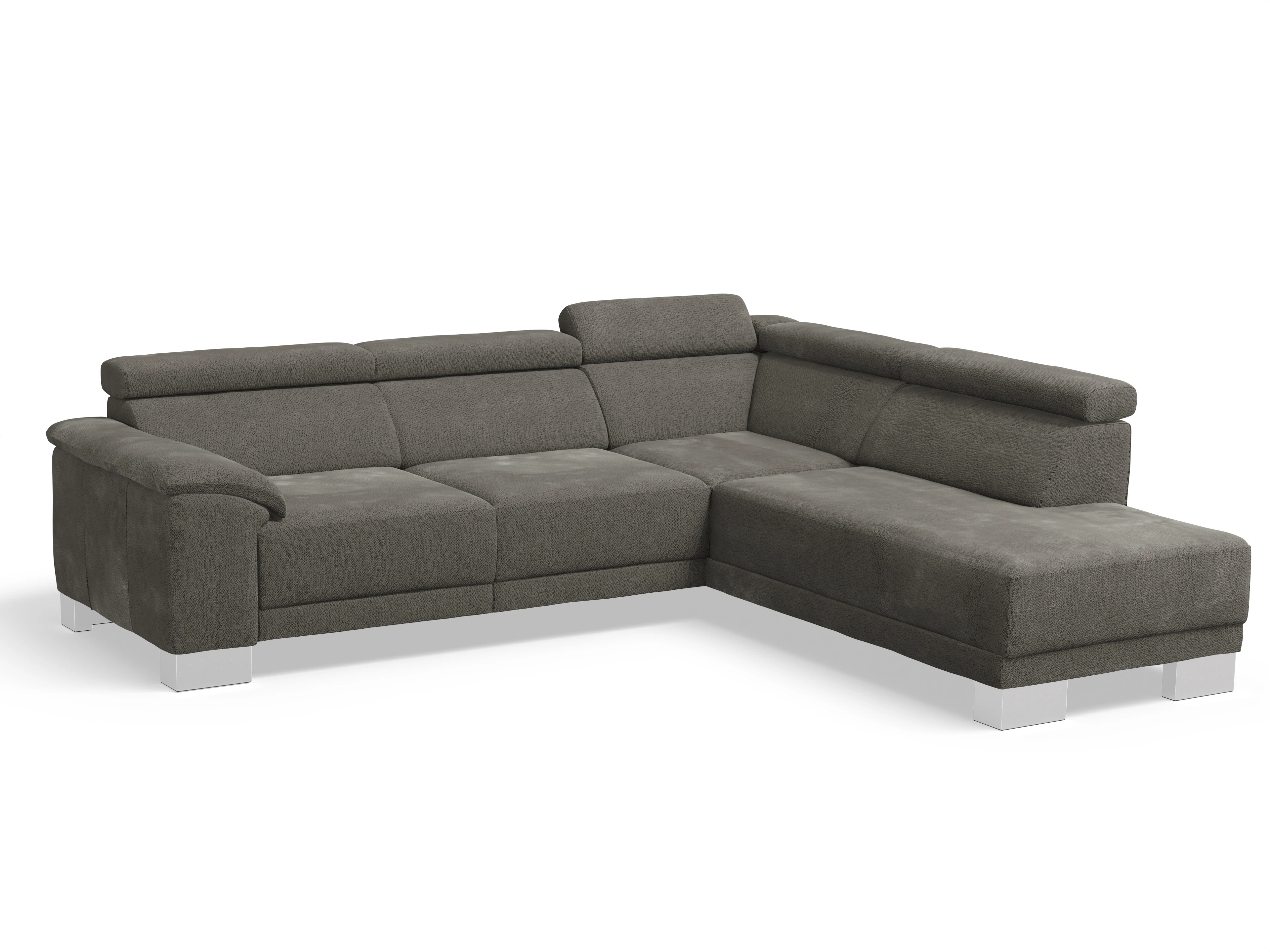 Ansicht des Produktes Antonio Ecksofa rechts Abschluss offen in Stoff Braun