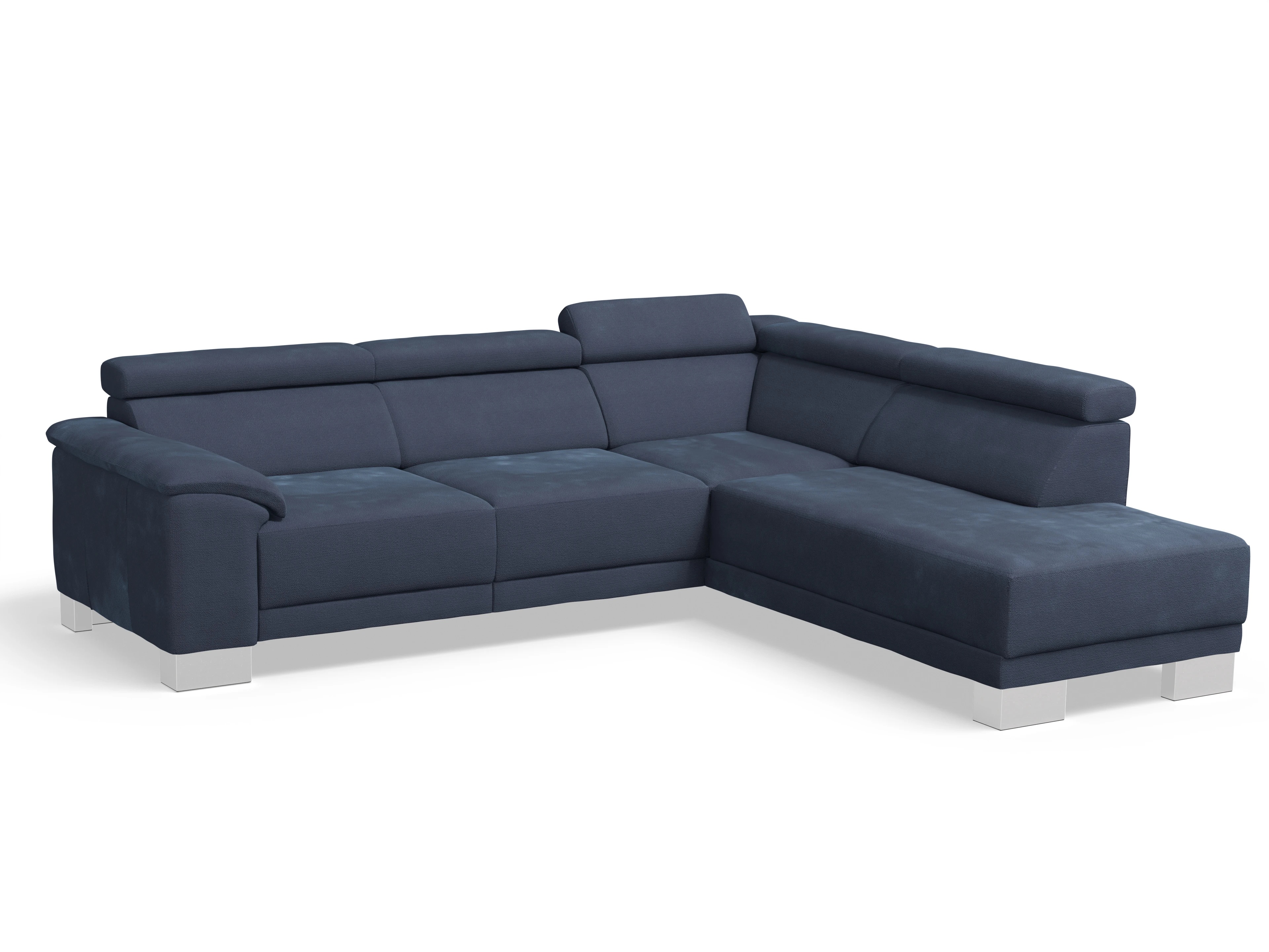 Ansicht des Produktes Antonio Ecksofa rechts Abschluss offen in Stoff Blau