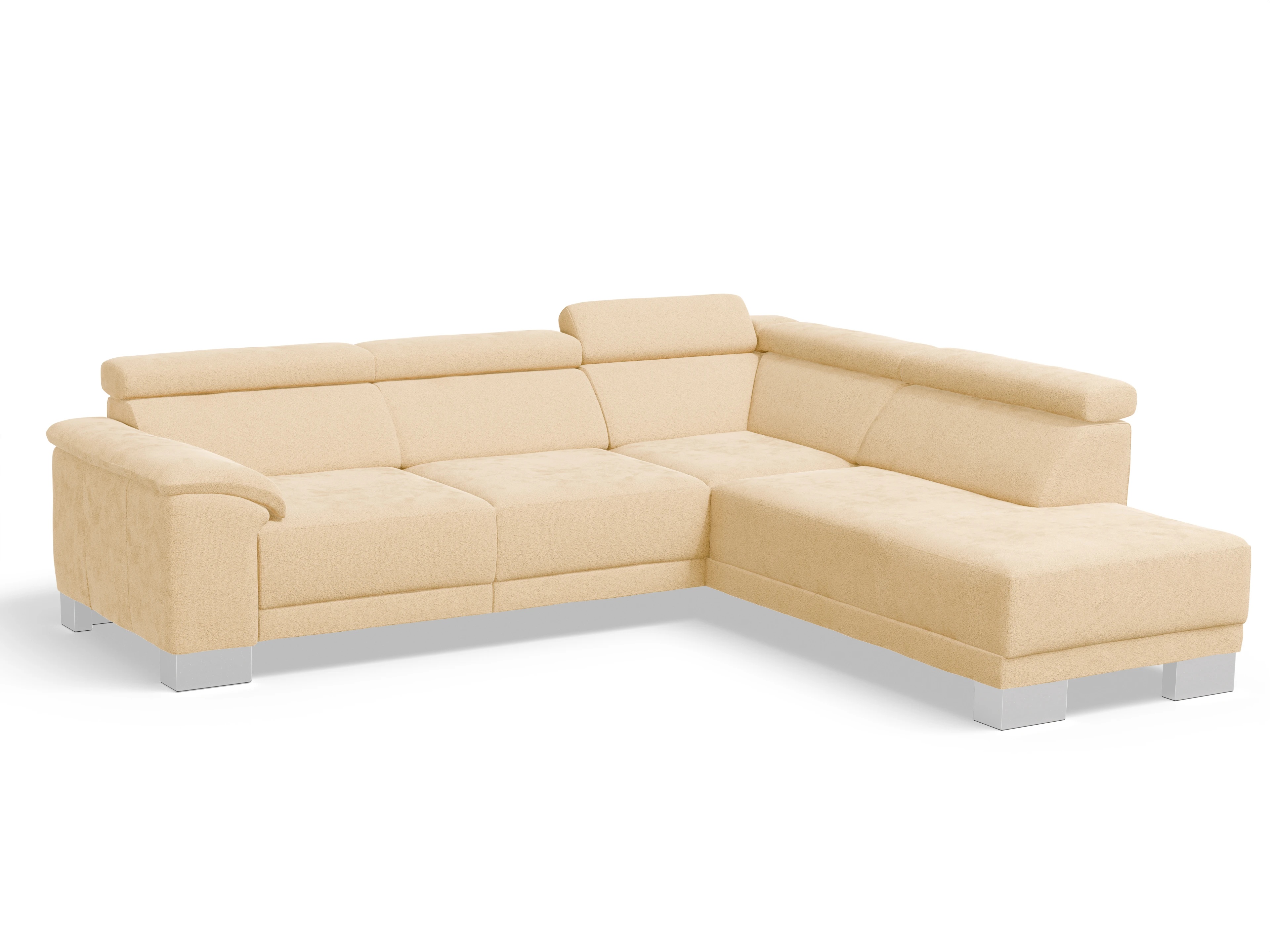 Antonio Ecksofa UM Medium Plus R Ansicht des Produktes Antonio Ecksofa rechts Abschluss offen in Stoff Beige