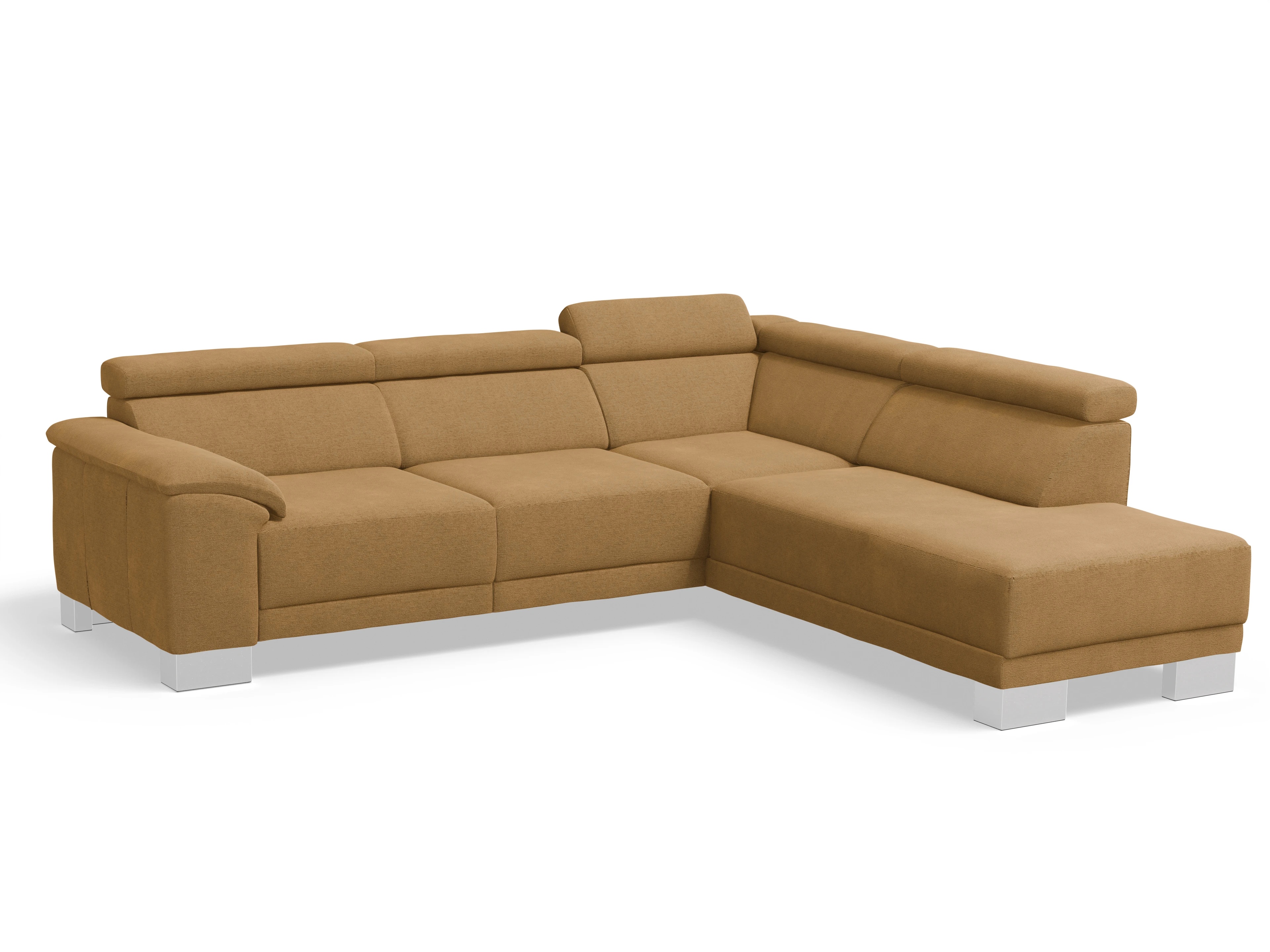 Antonio Ecksofa UM Medium Plus R Ansicht des Produktes Antonio Ecksofa rechts Abschluss offen in Stoff Orange