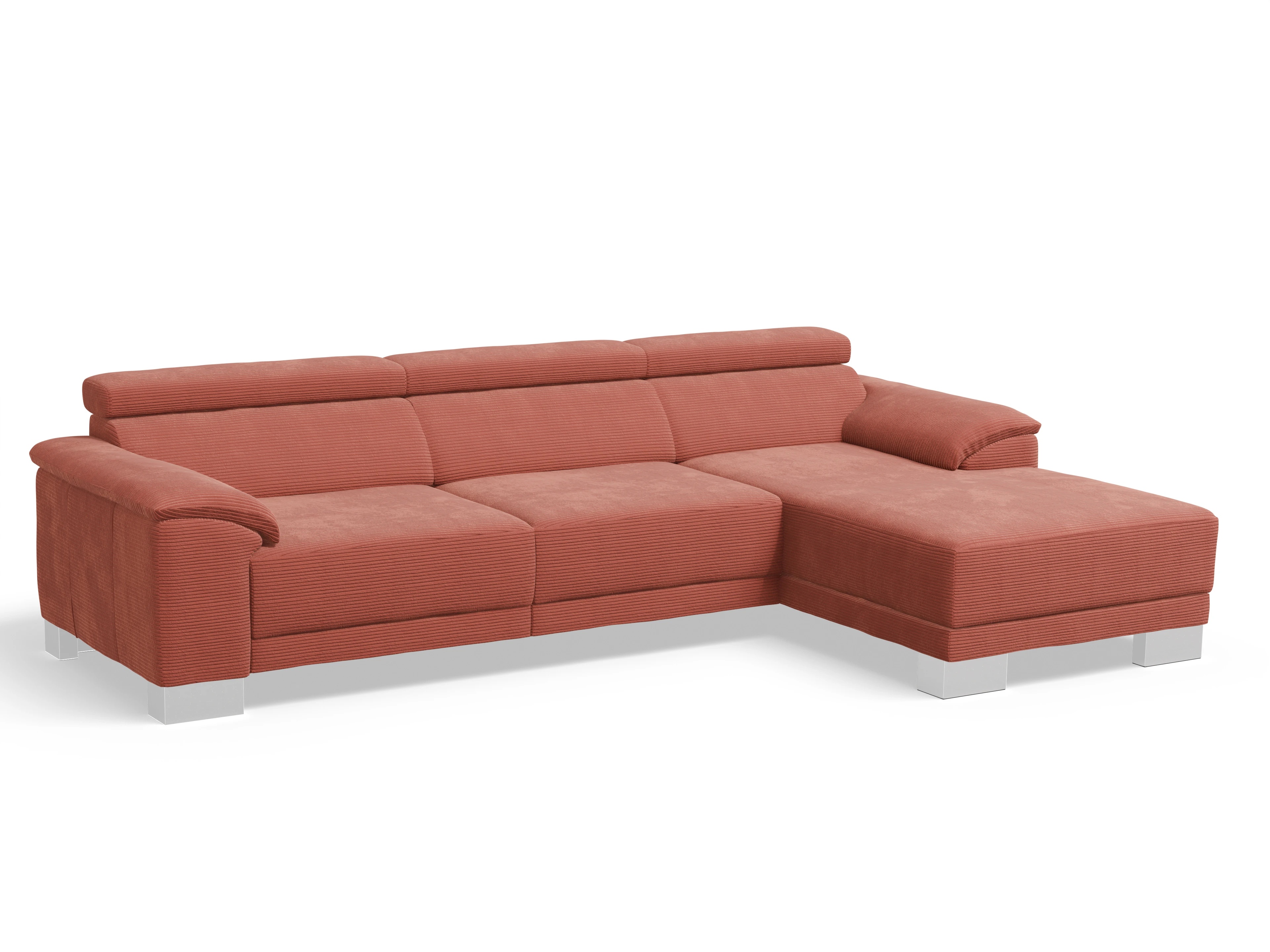Antonio Ecksofa LO Large R Ansicht des Produktes Antonio Ecksofa rechts Abschluss offen in Stoff Orange