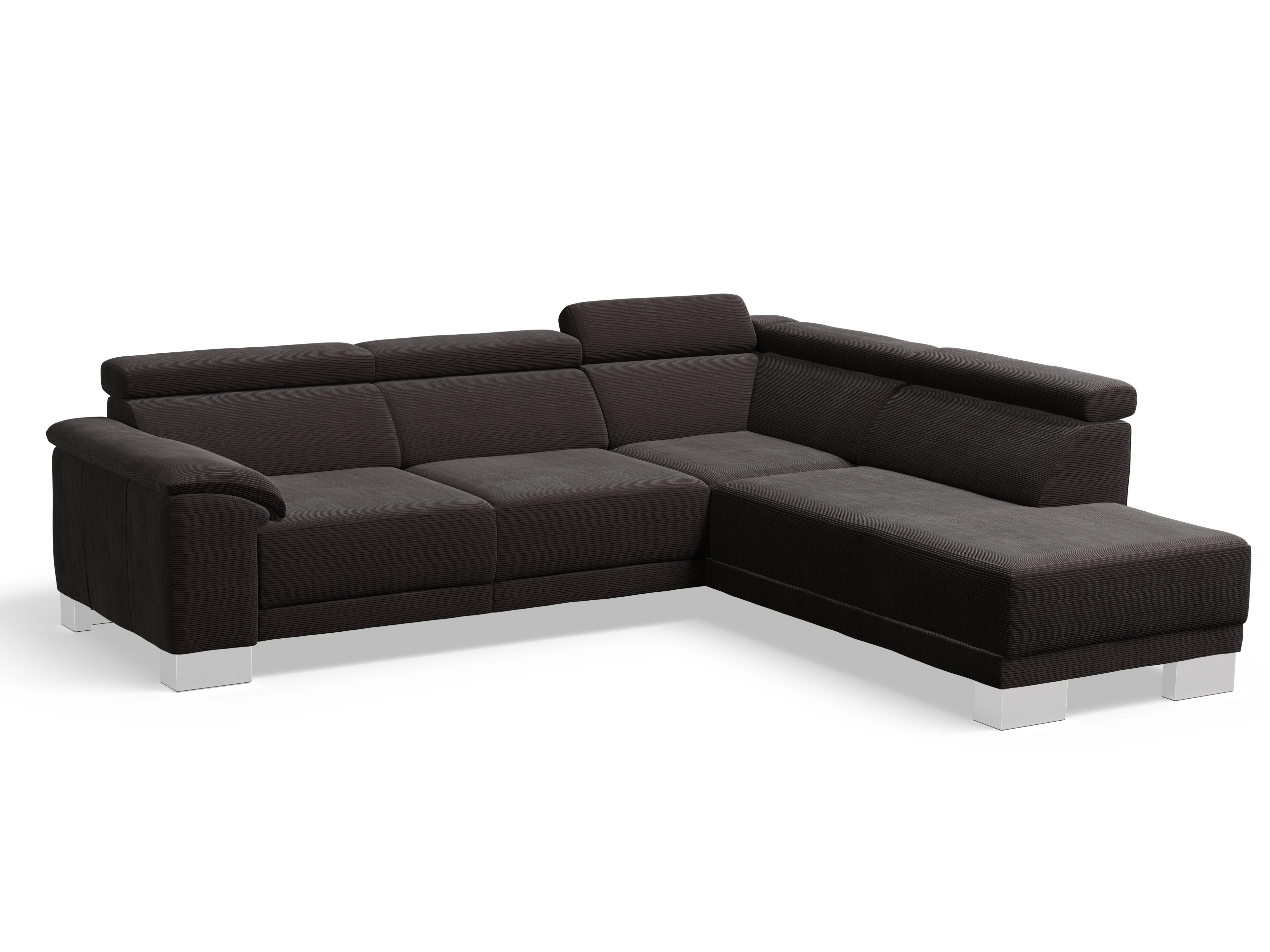 Antonio Ecksofa UM Medium Plus R Ansicht des Produktes Antonio Ecksofa rechts Abschluss offen in Stoff Braun