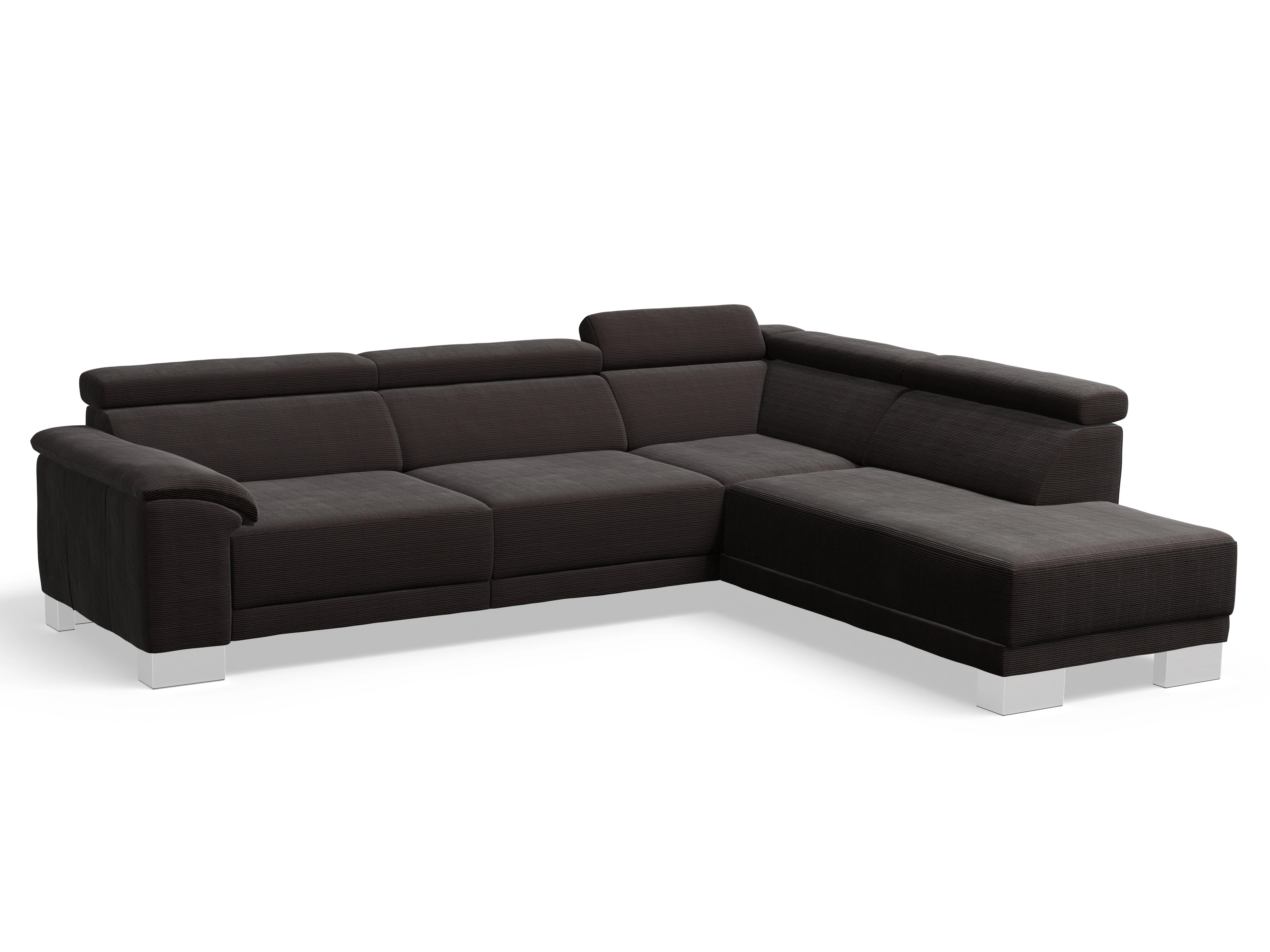 Ansicht des Produktes Antonio Ecksofa rechts Abschluss offen in Stoff Braun