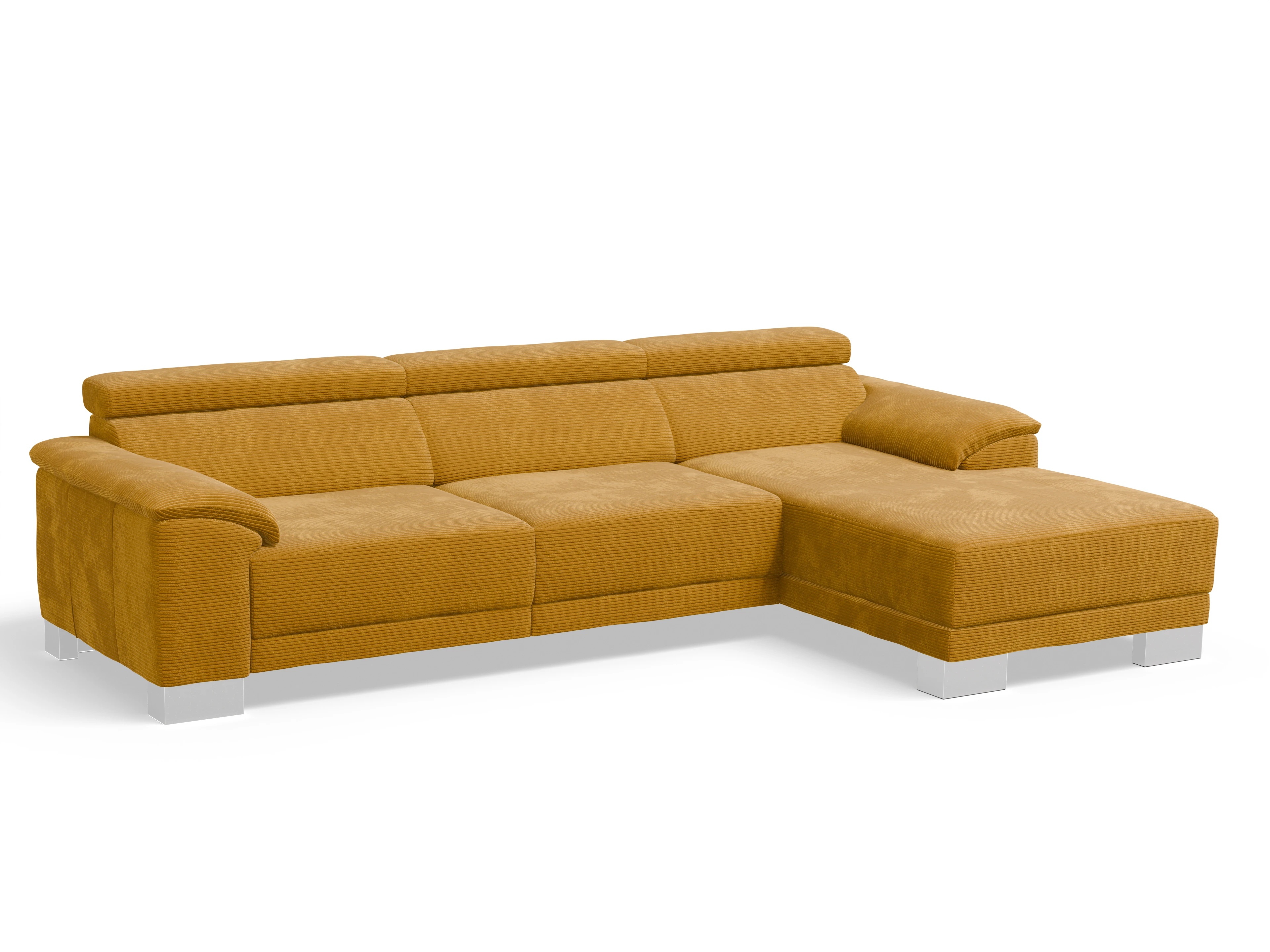 Antonio Ecksofa LO Large R Ansicht des Produktes Antonio Ecksofa rechts Abschluss offen in Stoff Gelb