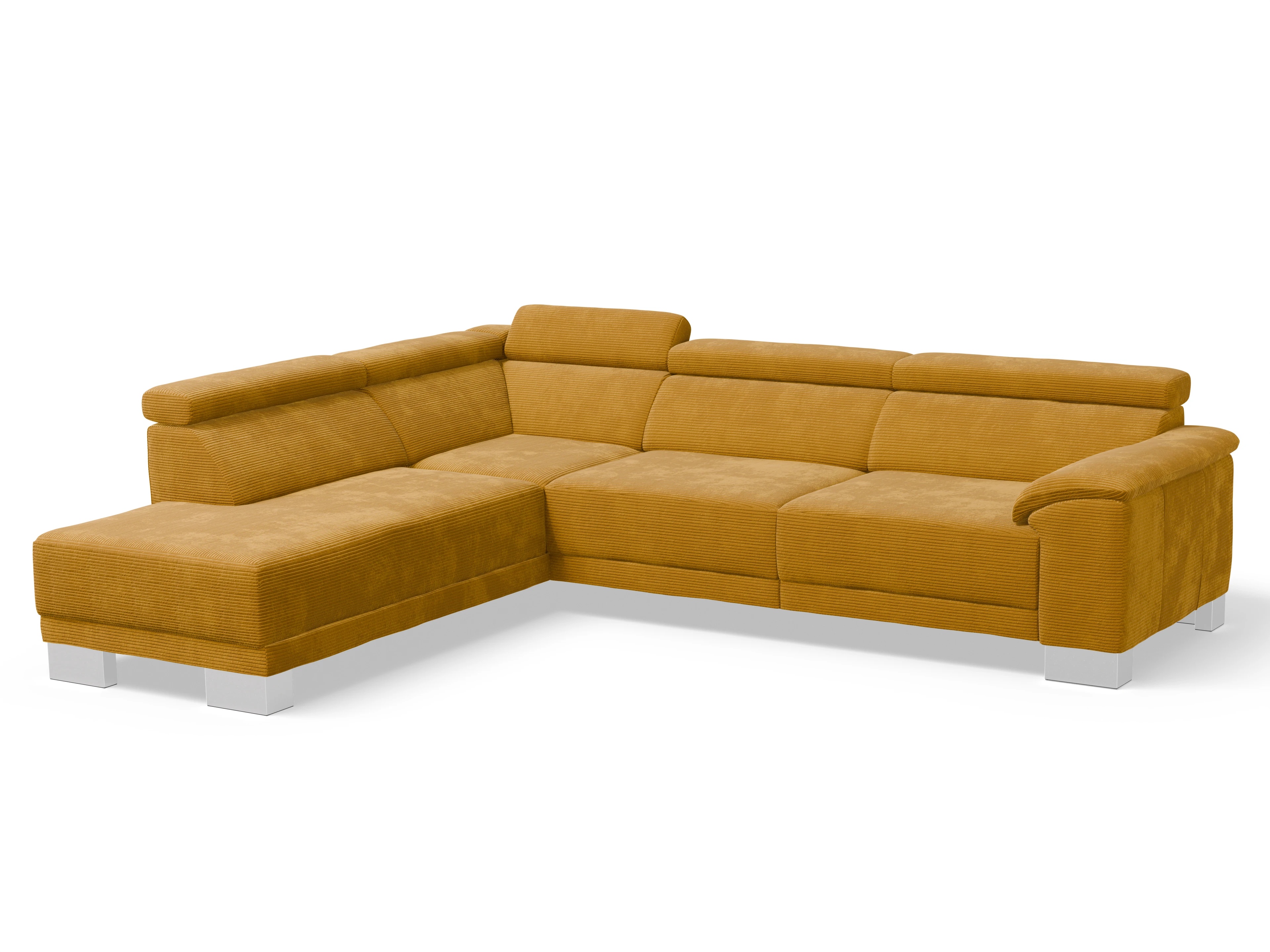 Antonio Ecksofa UM Large Plus L Ansicht des Produktes Antonio Ecksofa rechts Abschluss offen in Stoff Gelb