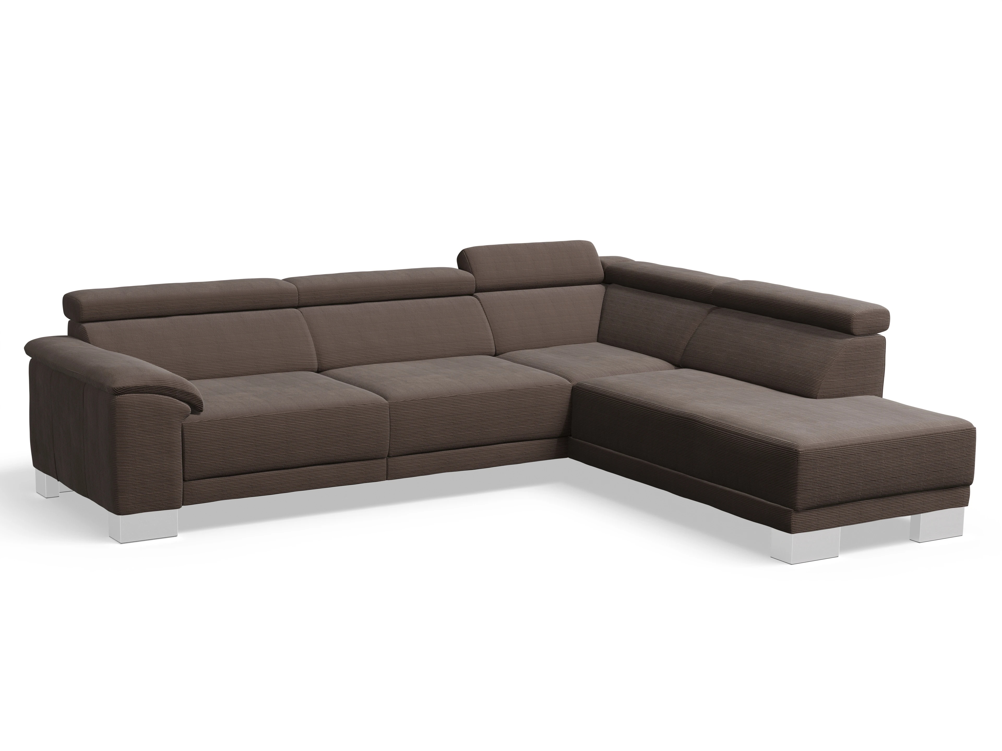 Ansicht des Produktes Antonio Ecksofa rechts Abschluss offen in Stoff Braun
