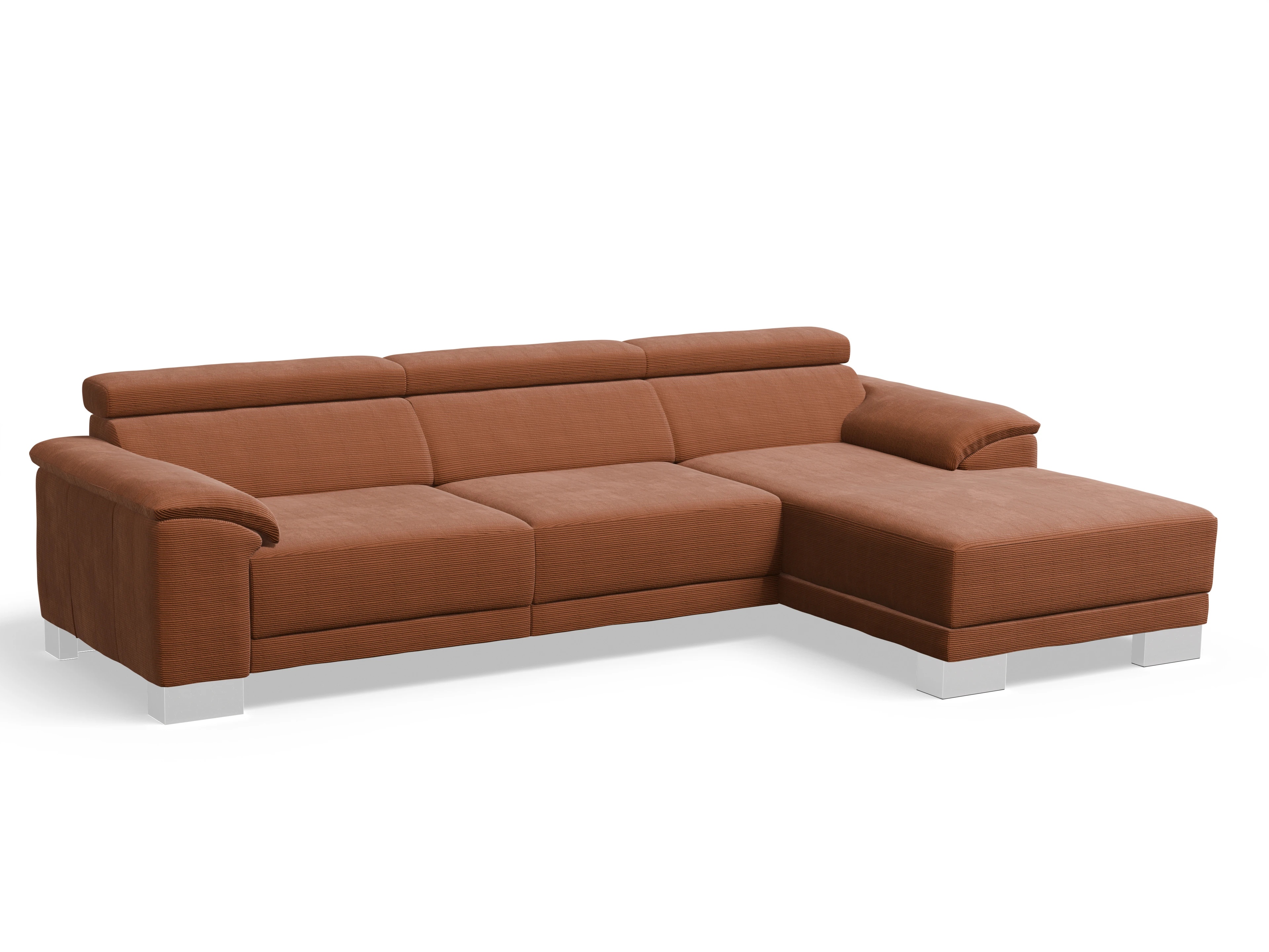 Antonio Ecksofa LO Large R Ansicht des Produktes Antonio Ecksofa rechts Abschluss offen in Stoff Orange
