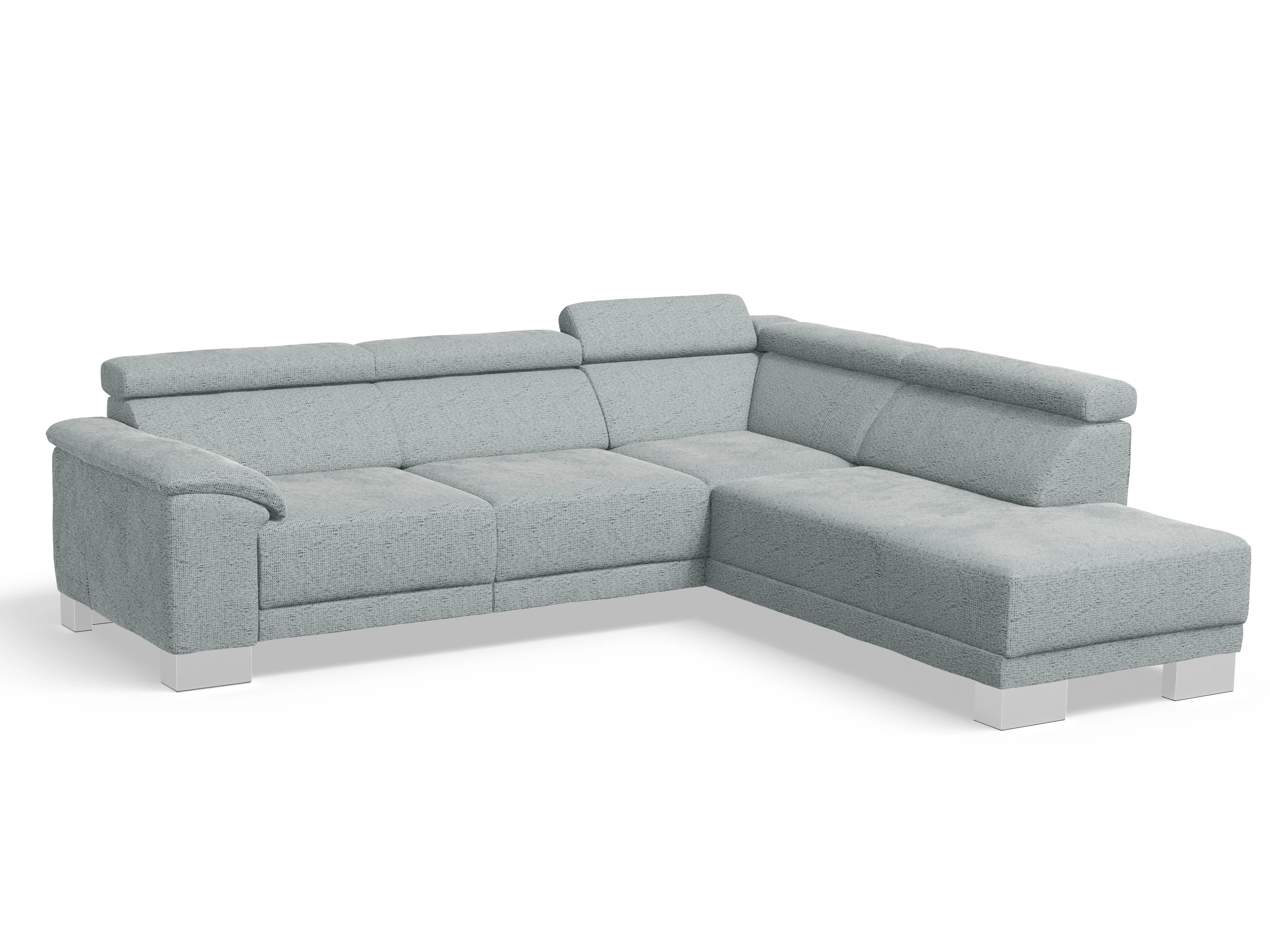 Antonio Ecksofa UM Medium Plus R Ansicht des Produktes Antonio Ecksofa rechts Abschluss offen in Stoff Grau