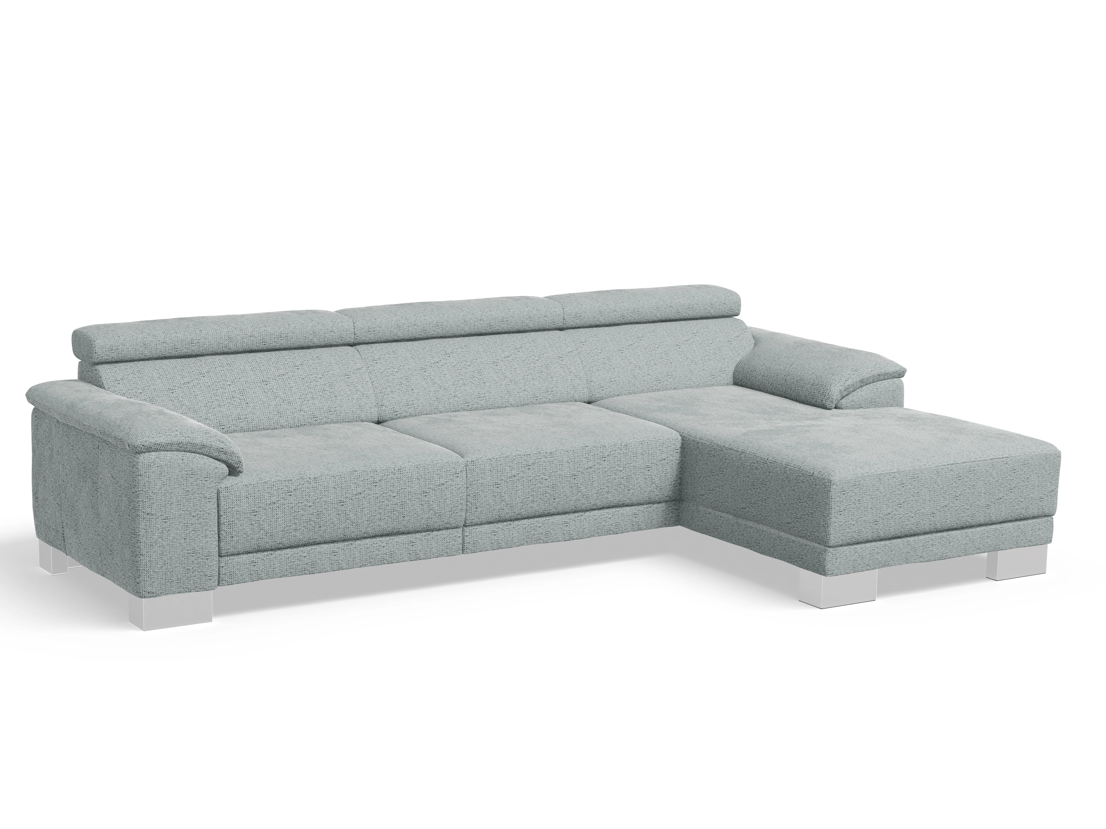 Antonio Ecksofa LO Large R Ansicht des Produktes Antonio Ecksofa rechts Abschluss offen in Stoff Grau