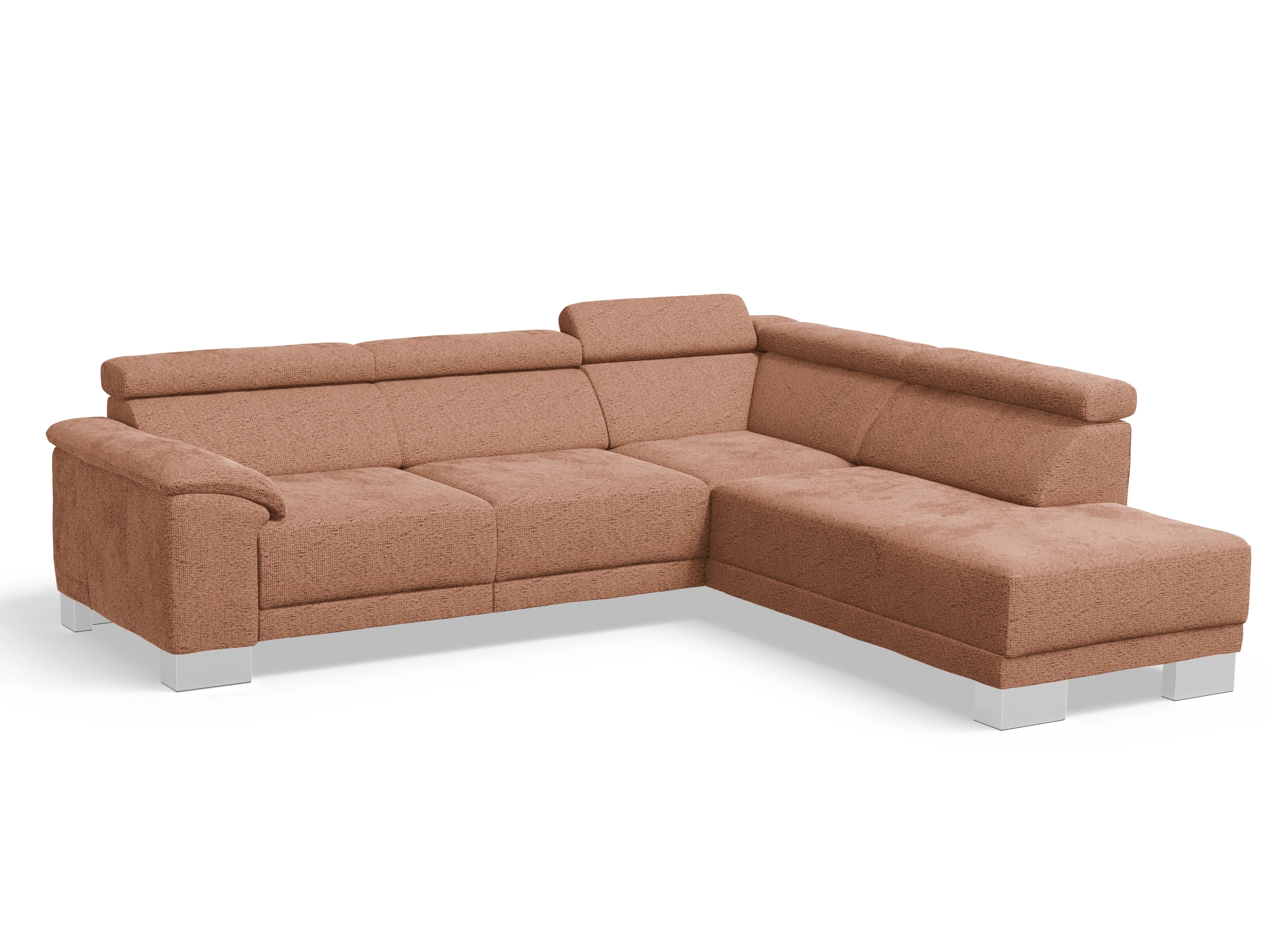 Antonio Ecksofa UM Medium Plus R Ansicht des Produktes Antonio Ecksofa rechts Abschluss offen in Stoff Orange