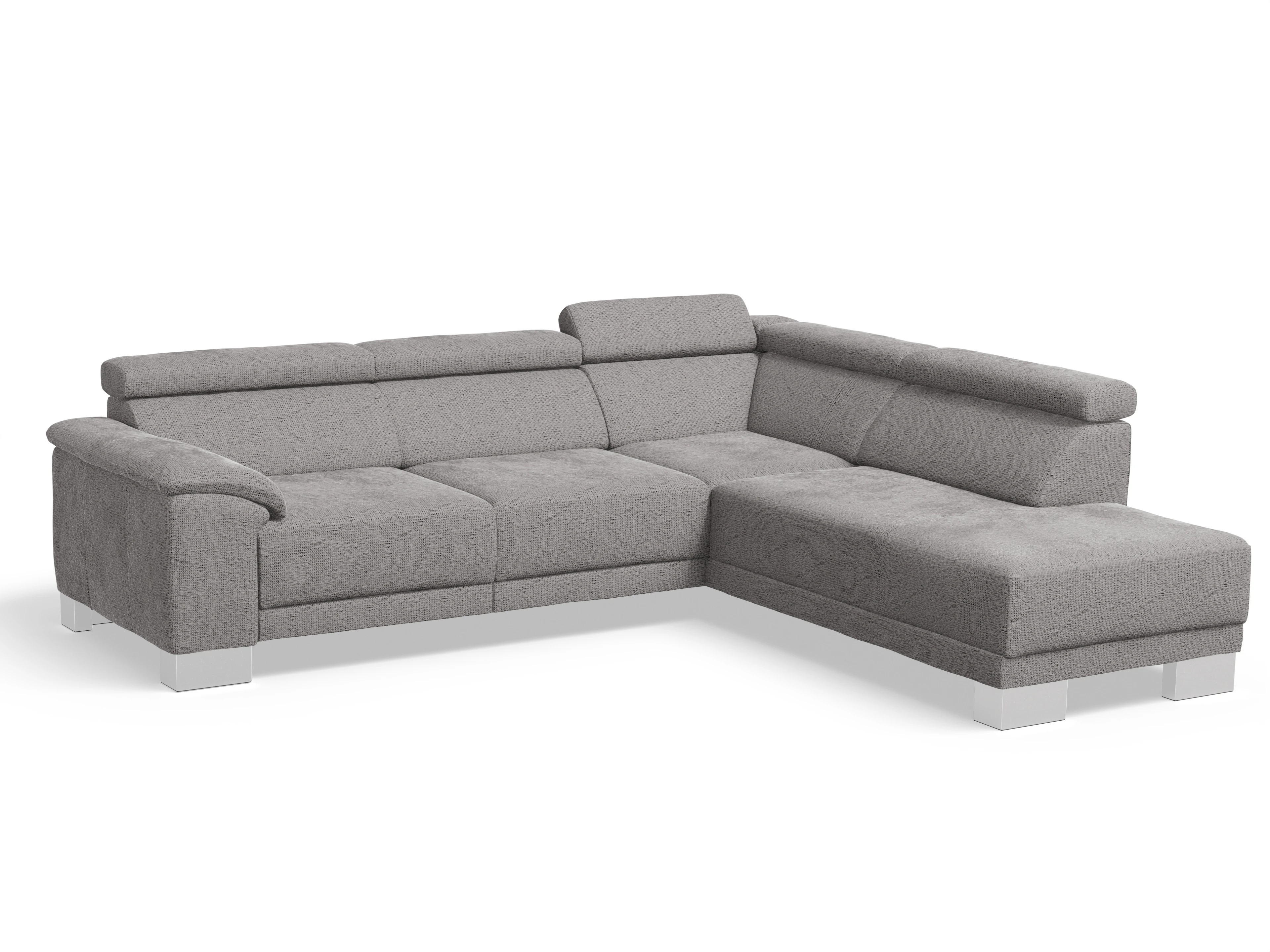 Antonio Ecksofa UM Medium Plus R Ansicht des Produktes Antonio Ecksofa rechts Abschluss offen in Stoff Grau