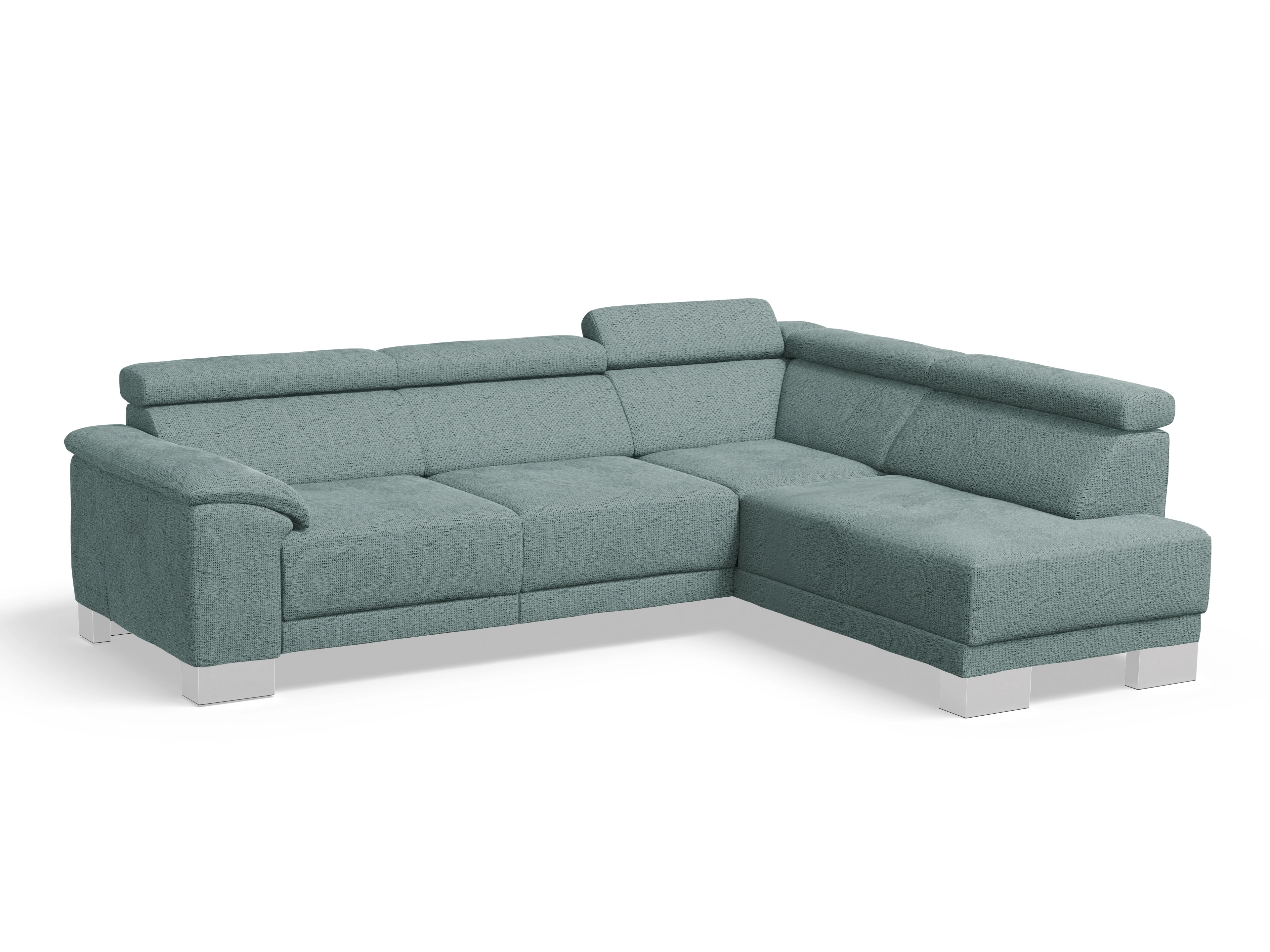 Ansicht des Produktes Antonio Ecksofa rechts Abschluss offen in Stoff Blau