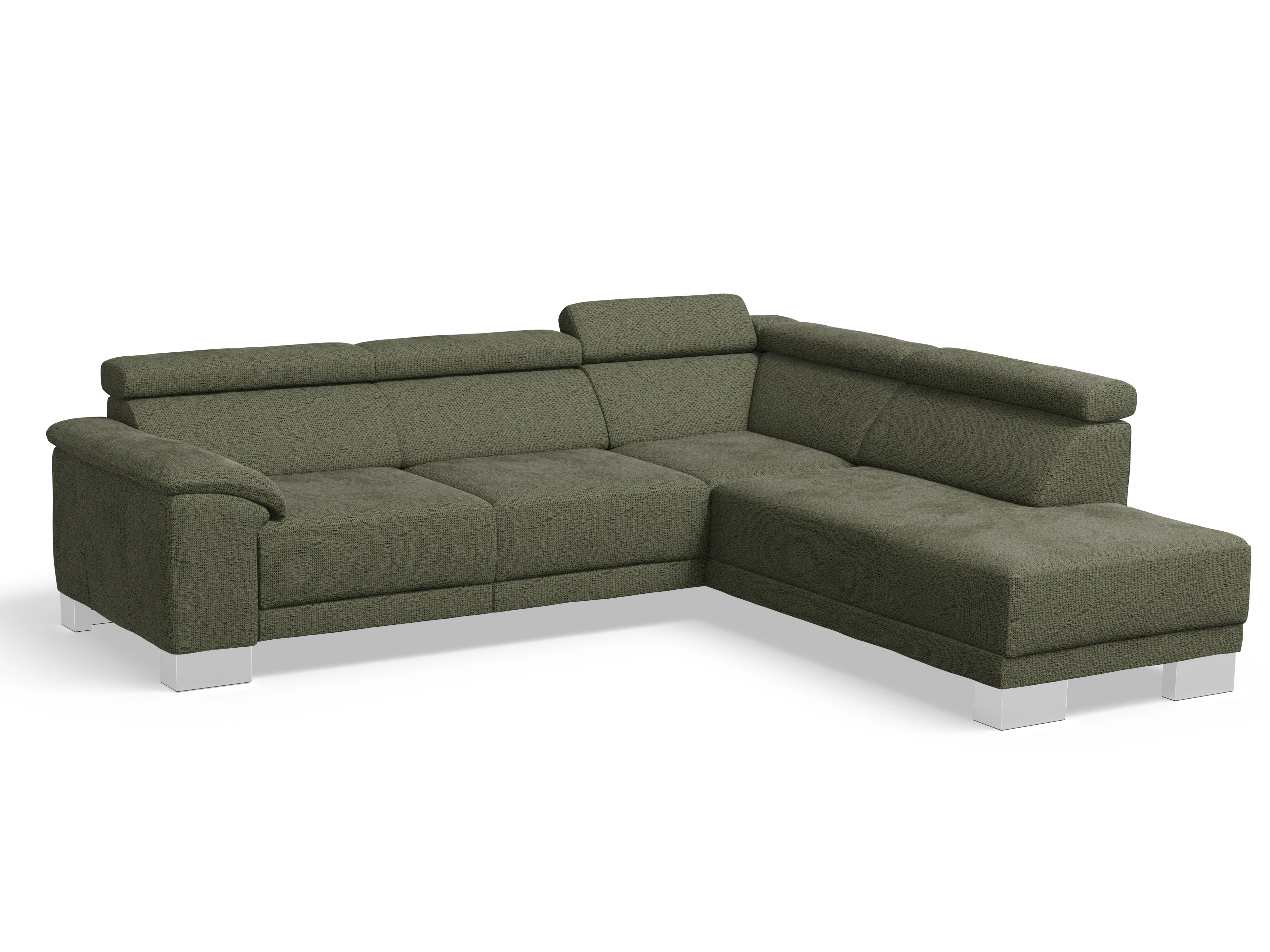 Antonio Ecksofa UM Medium Plus R Ansicht des Produktes Antonio Ecksofa rechts Abschluss offen in Stoff Grün
