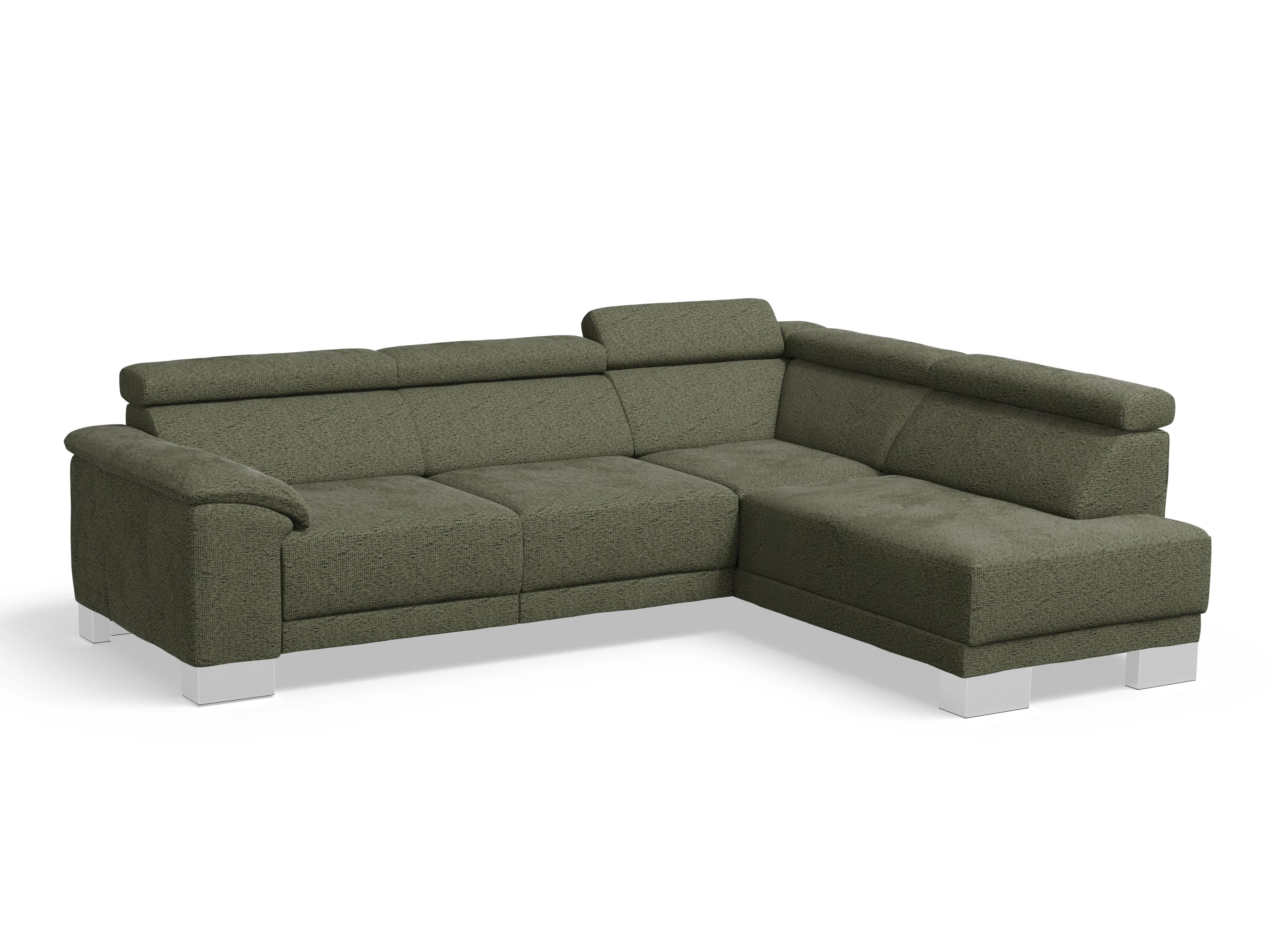 Ansicht des Produktes Antonio Ecksofa rechts Abschluss offen in Stoff Grün